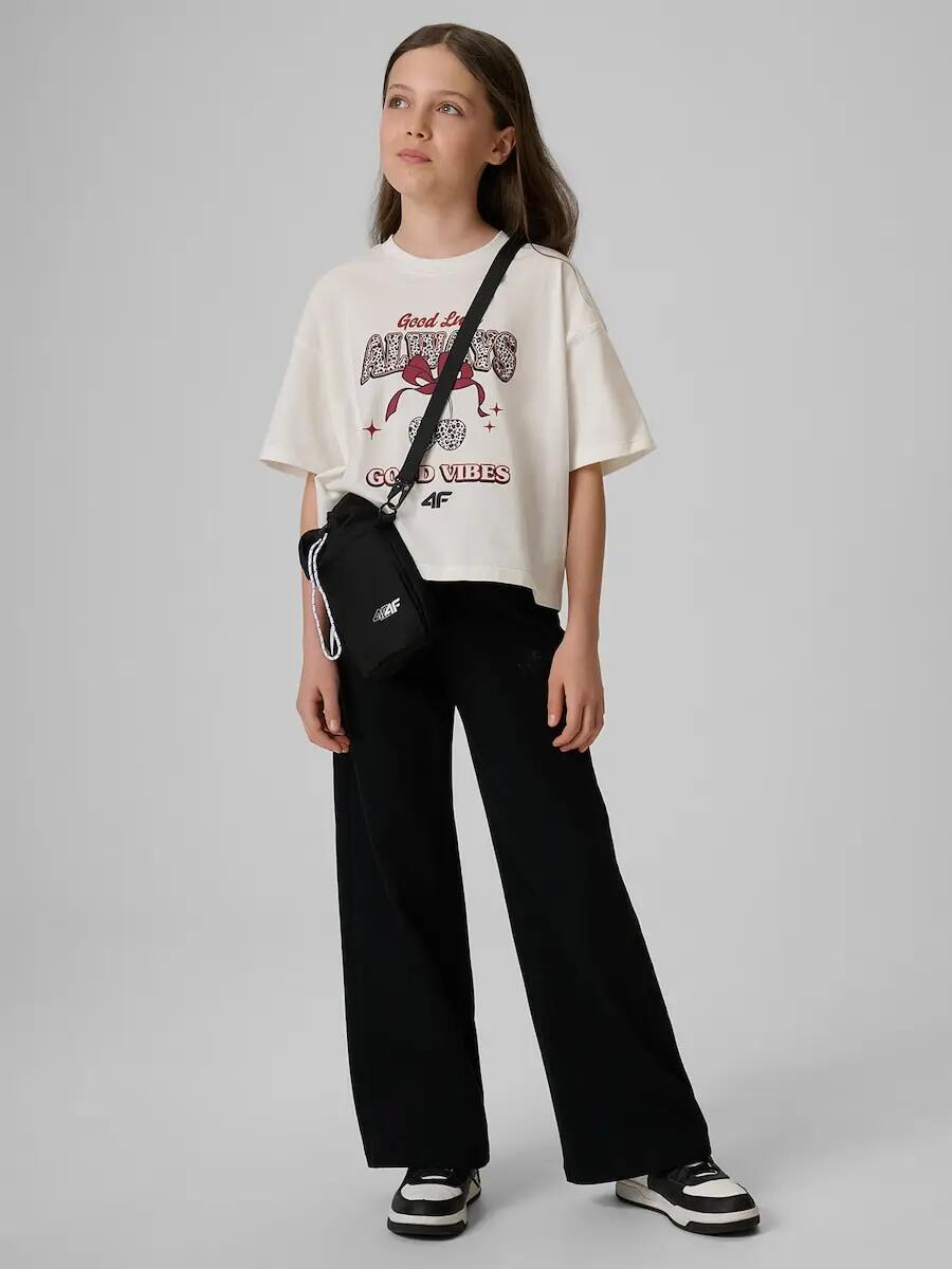 T-shirt boxy z nadrukiem dziewczęcy 4F 4/6
