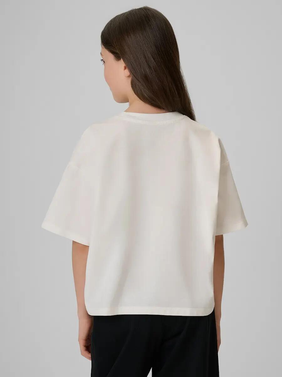 T-shirt boxy z nadrukiem dziewczęcy 4F 2/6
