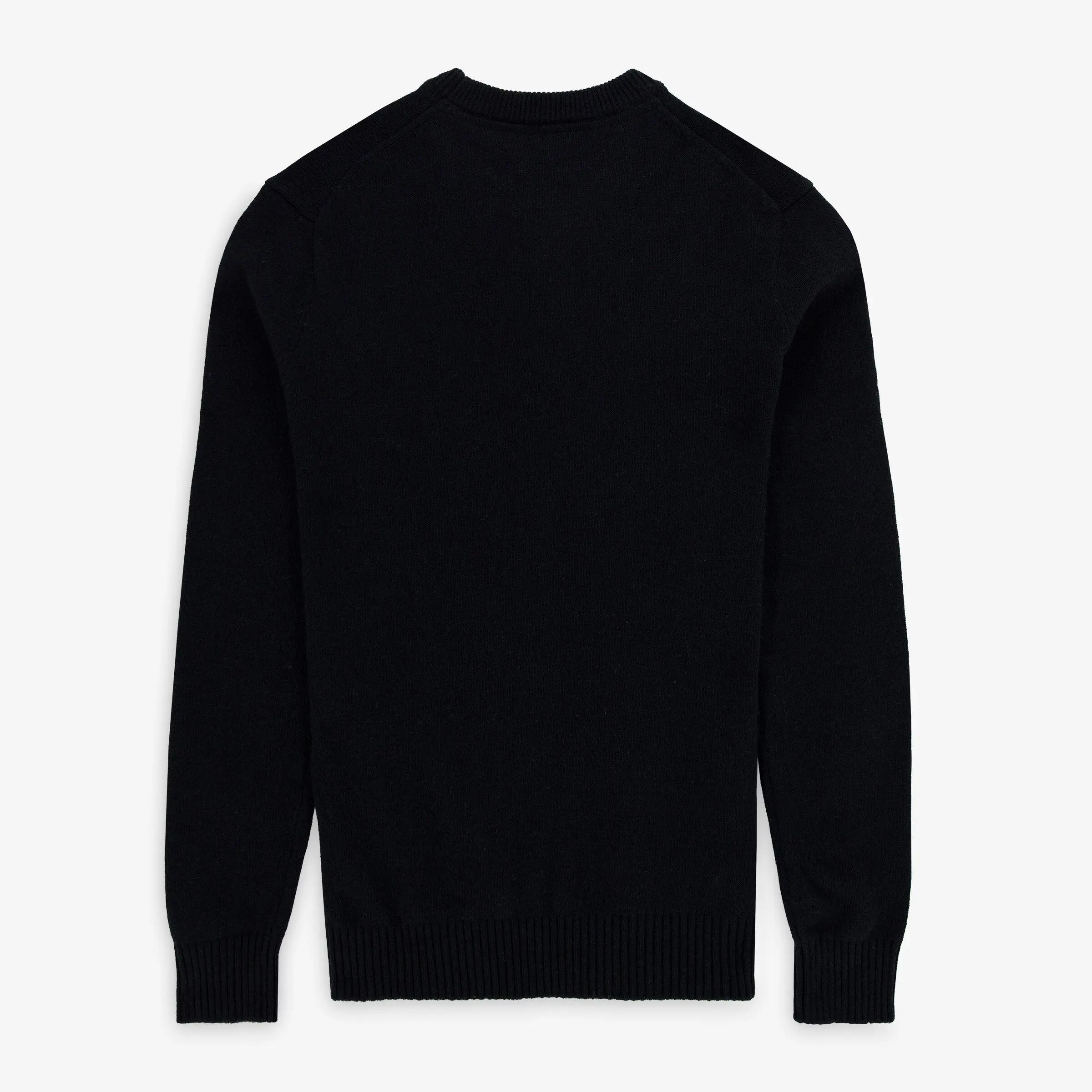 Pull col rond en maille jersey de laine noir 2/3