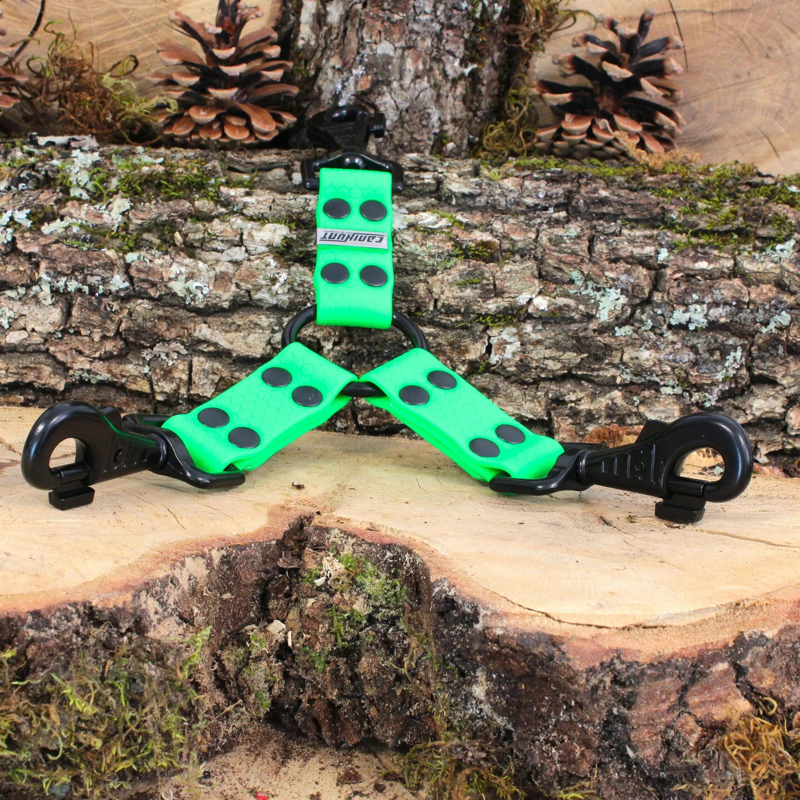 ACCOUPLE CANIHUNT MADE IN FRANCE HEXA 3 CHIENS COURT 15CM largeur 25mm VERT 3/5