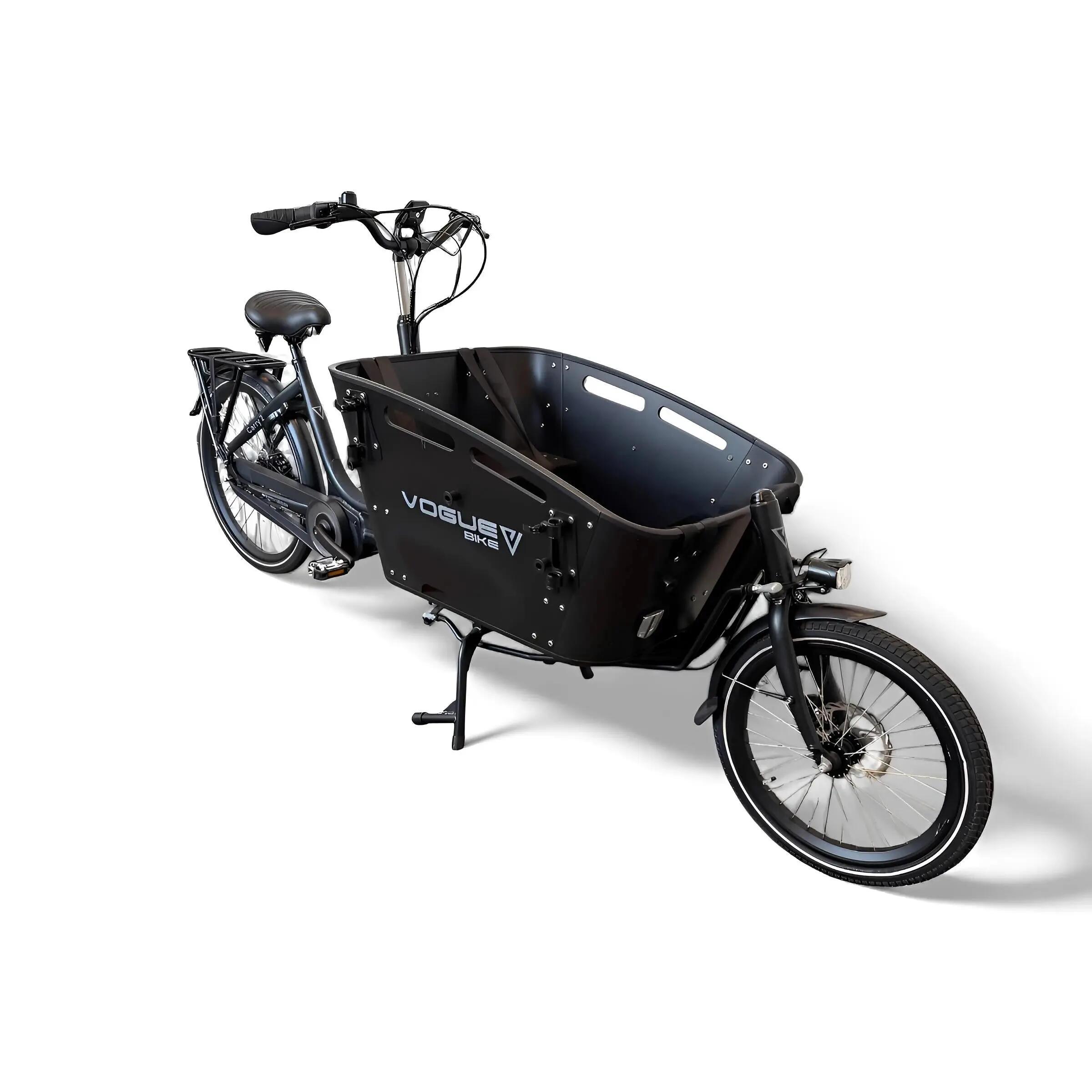 Vélo cargo électrique moteur central 80 Nm cadre 50 cm – Vogue Carry 2 noir mat 4/5