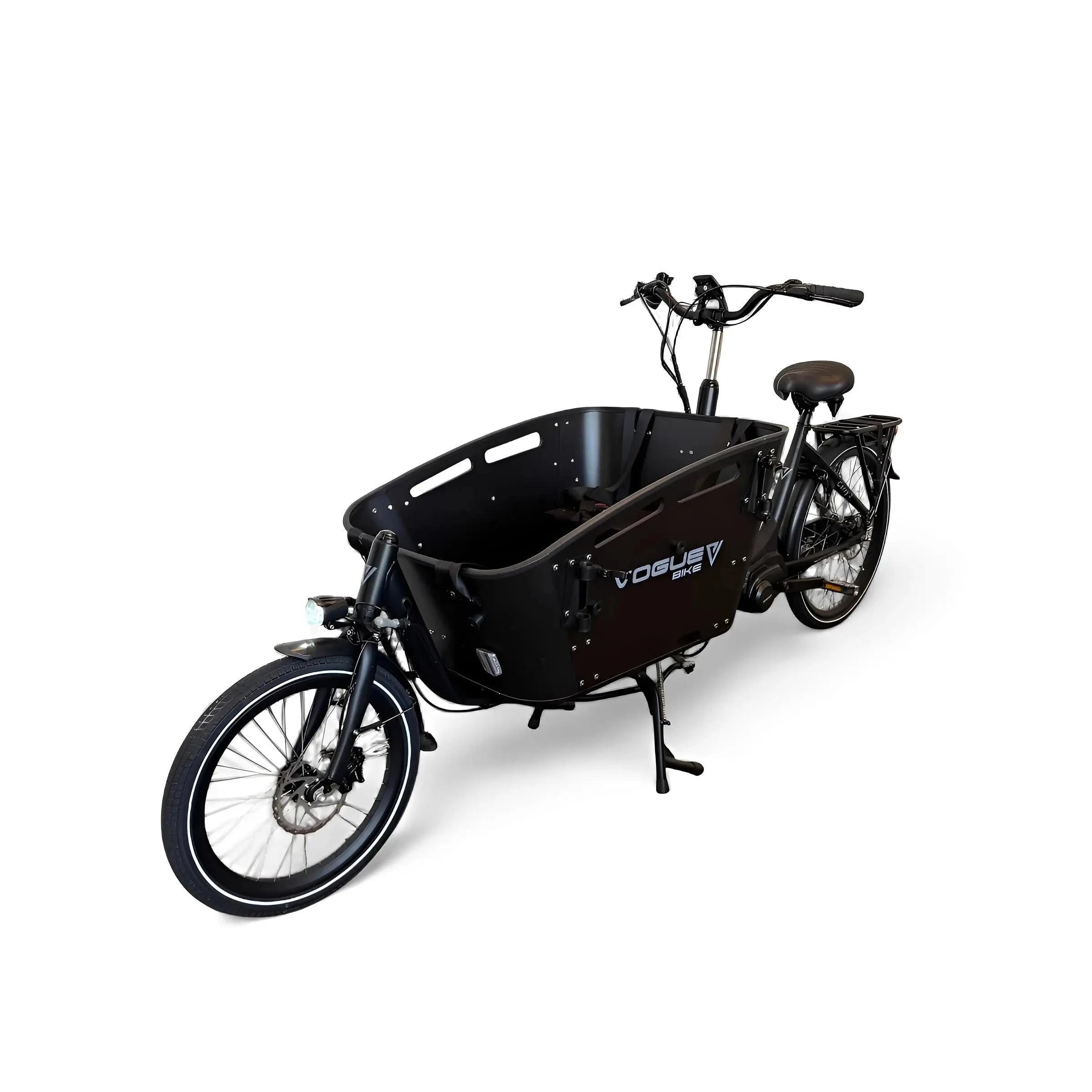 Vélo cargo électrique moteur central 80 Nm cadre 50 cm – Vogue Carry 2 noir mat 2/5