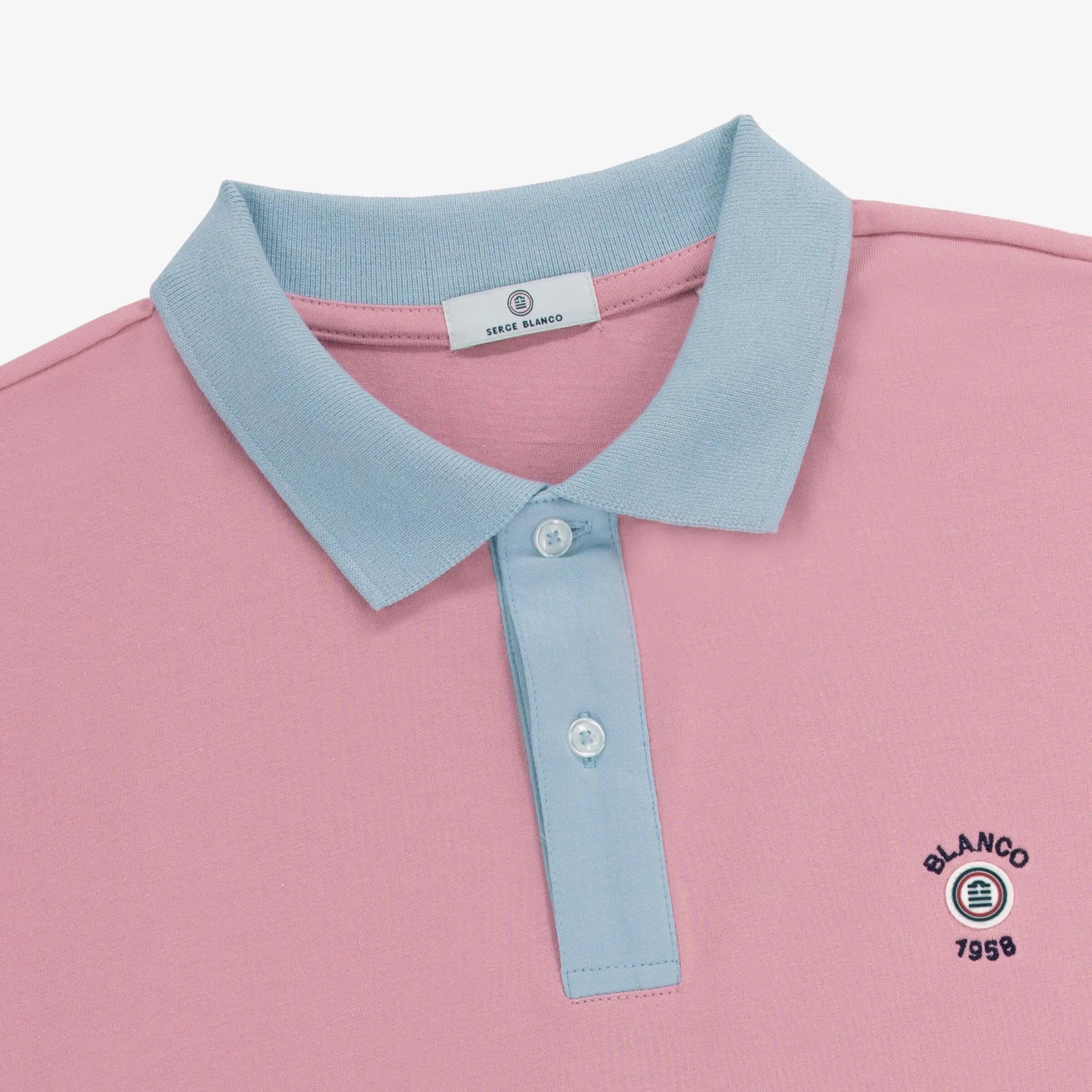 Polo de manga curta em malha piqué Loan rosa 3/3
