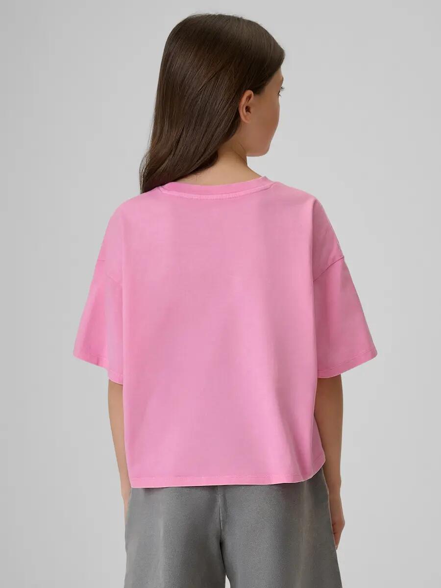 T-shirt boxy z nadrukiem dziewczęcy 4F 2/6