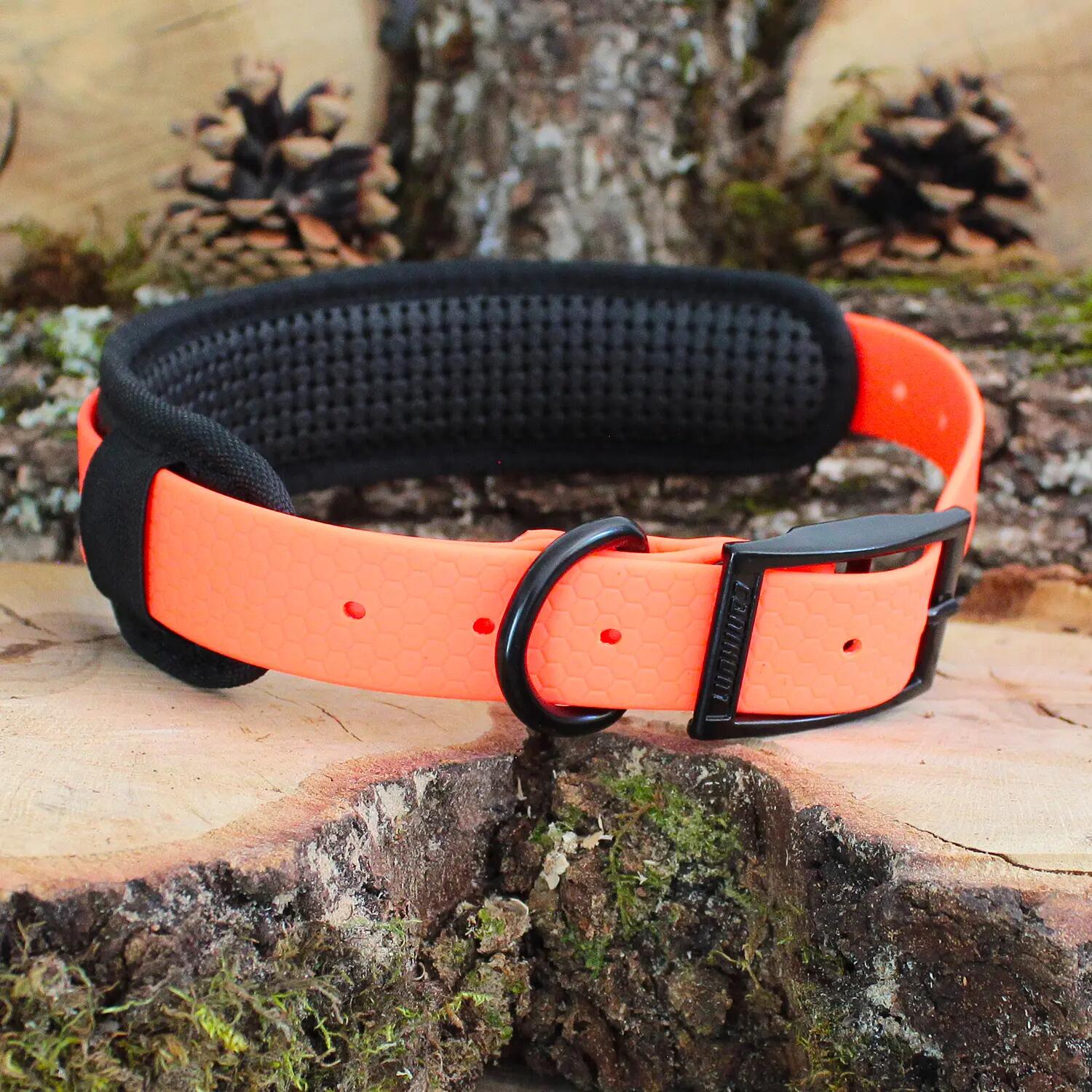 COLLIER CANIHUNT MADE IN FRANCE chien de pied PVC 25mmX65cm ORANGE 3/3