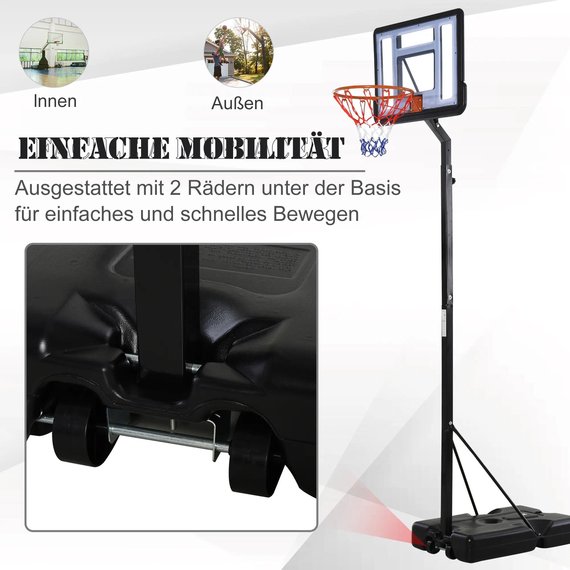 Panier de basket-ball extérieur avec support, hauteur réglable de 255 à 305 cm, 9/9