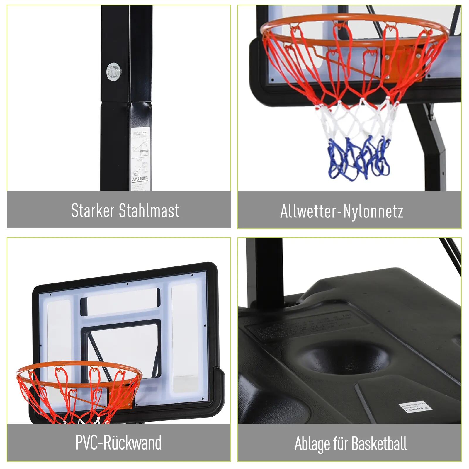 Panier de basket-ball extérieur avec support, hauteur réglable de 255 à 305 cm, 7/9
