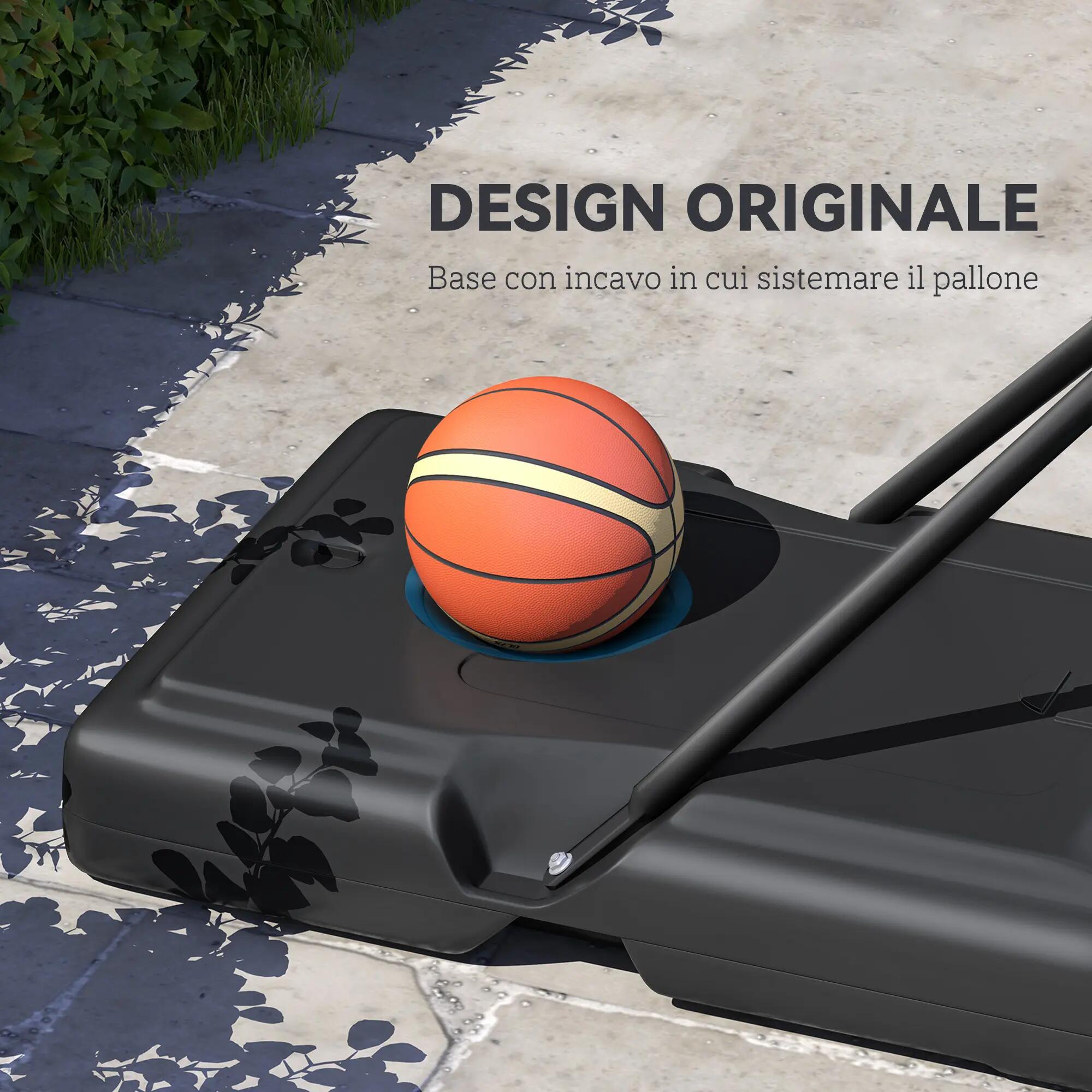 Panier de basket réglable en hauteur (160-305 cm), base à roulettes, cadre en 7/9