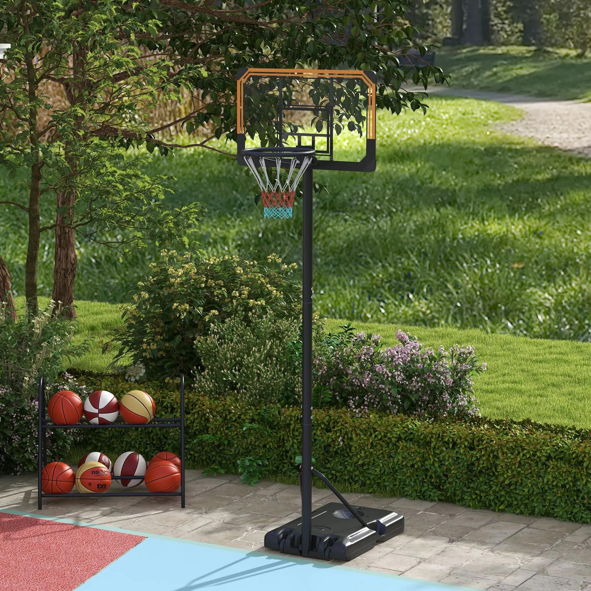 Panier de basket d'extérieur à hauteur réglable (182-213 cm), avec roulettes 4/9