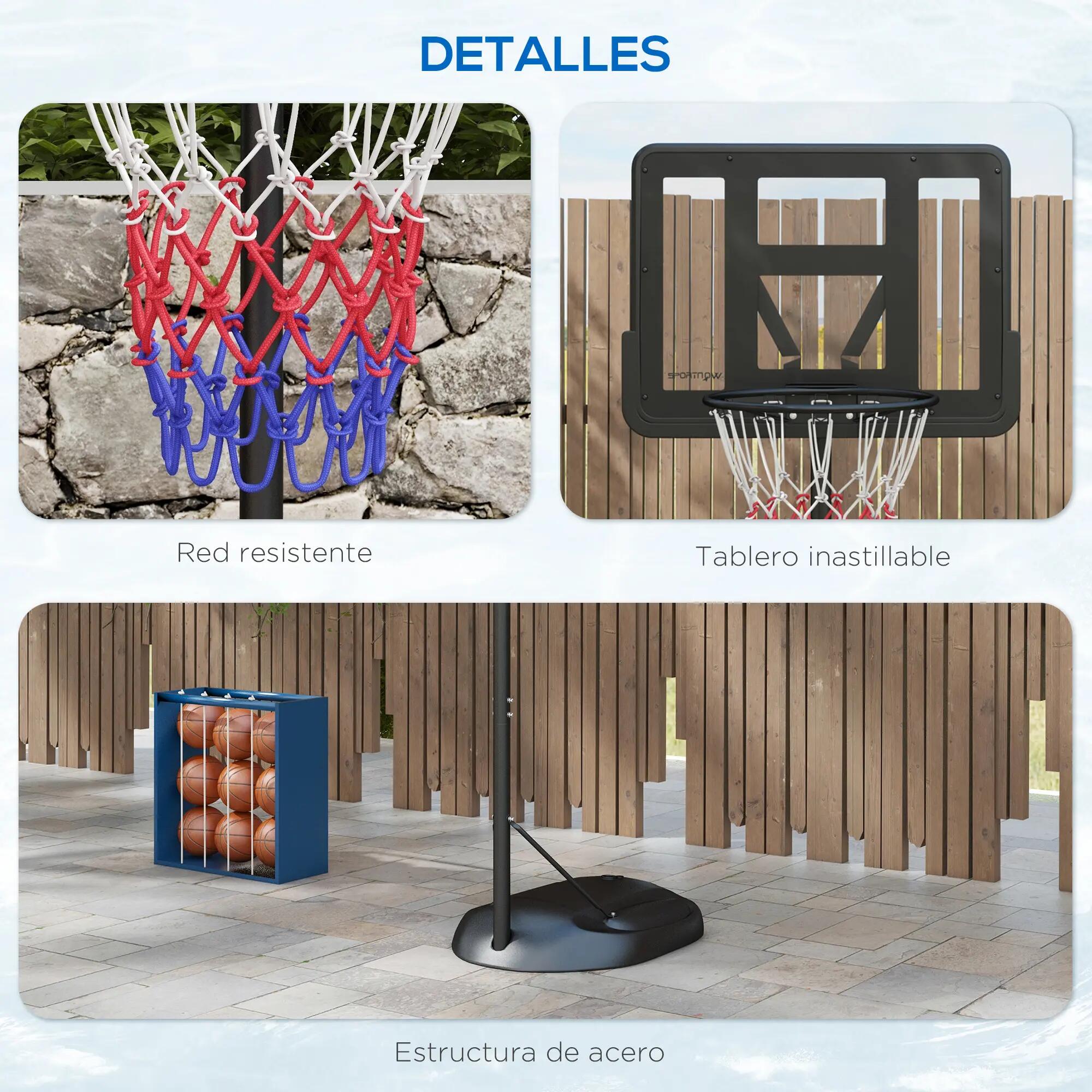 Panier de basket d'extérieur à hauteur réglable (216-277 cm), avec roulettes 9/9