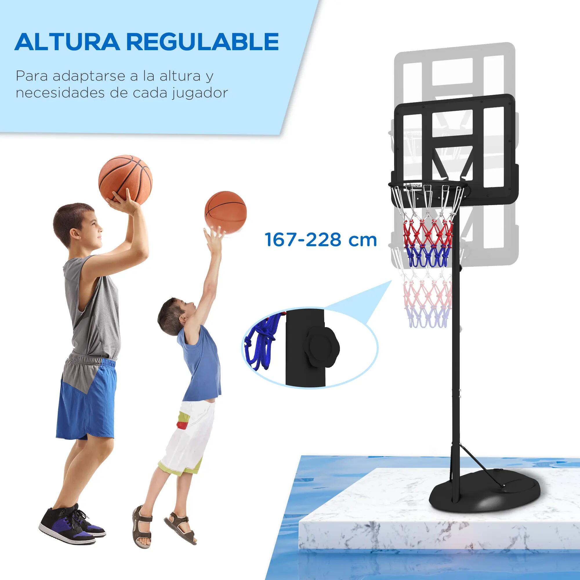 Panier de basket d'extérieur à hauteur réglable (216-277 cm), avec roulettes 7/9
