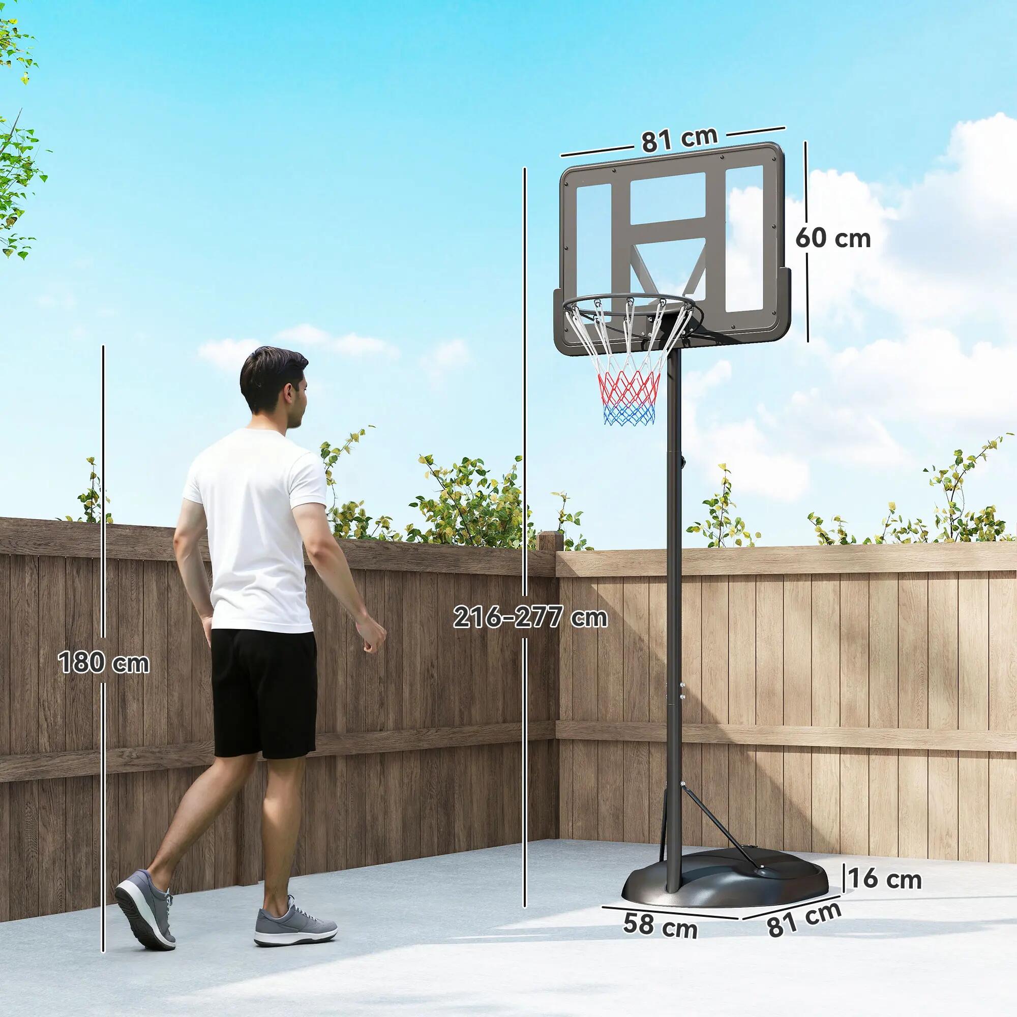 Panier de basket d'extérieur à hauteur réglable (216-277 cm), avec roulettes 5/9