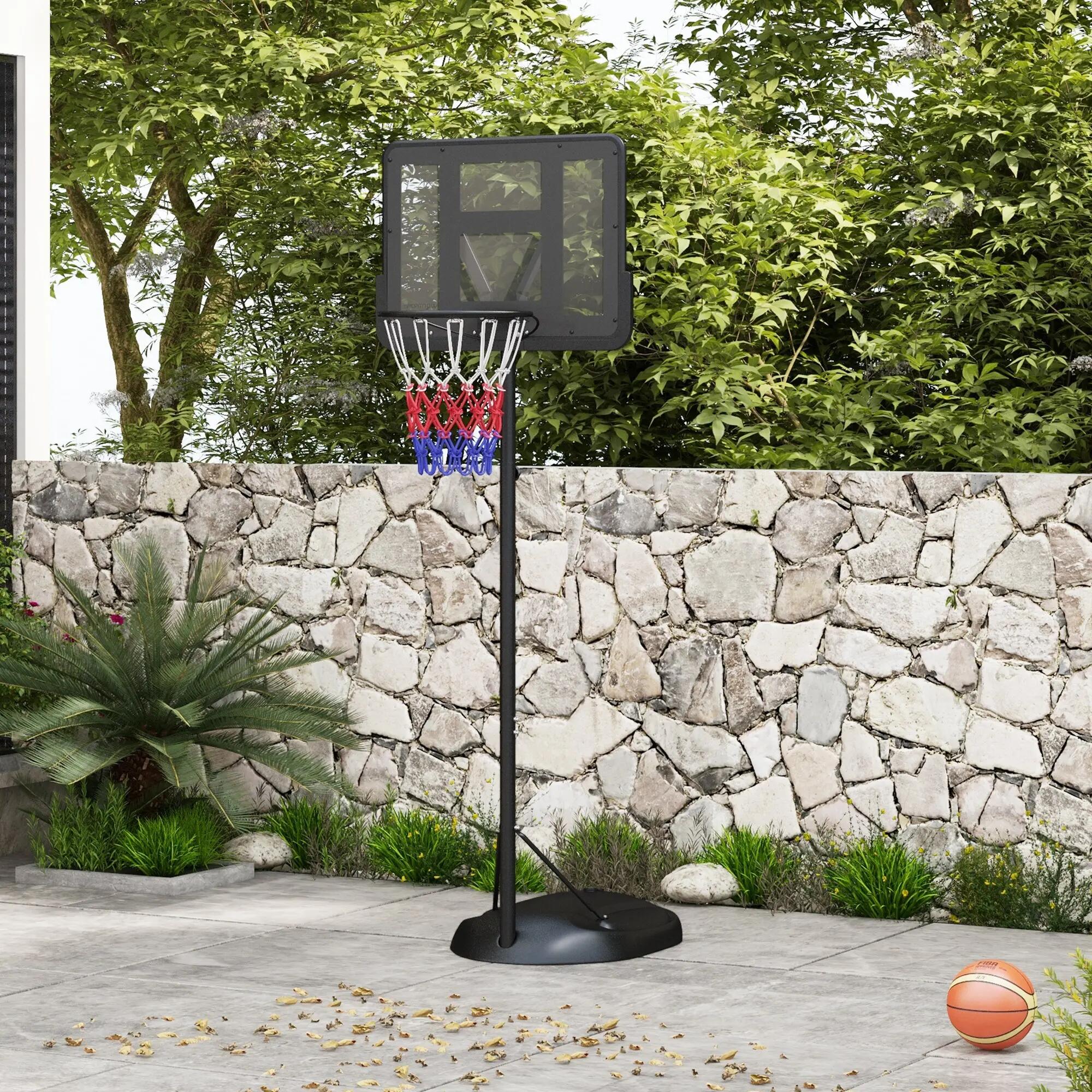 Panier de basket d'extérieur à hauteur réglable (216-277 cm), avec roulettes 4/9