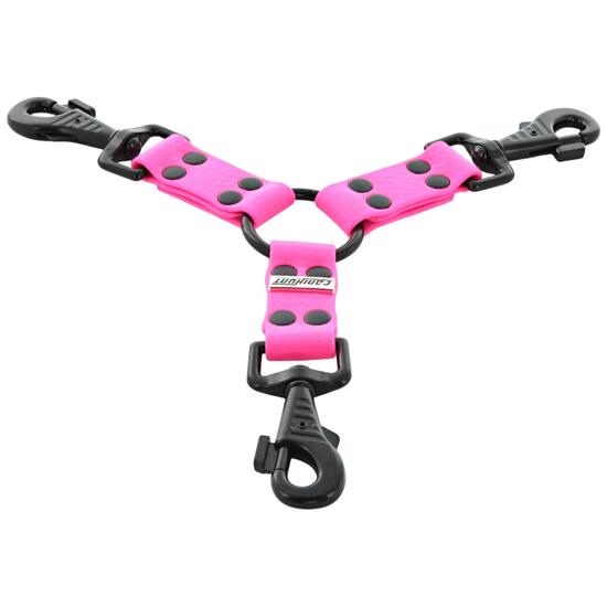 ACCOUPLE CANIHUNT MADE IN FRANCE HEXA 3 CHIENS COURT 15CM largeur 25mm ROSE