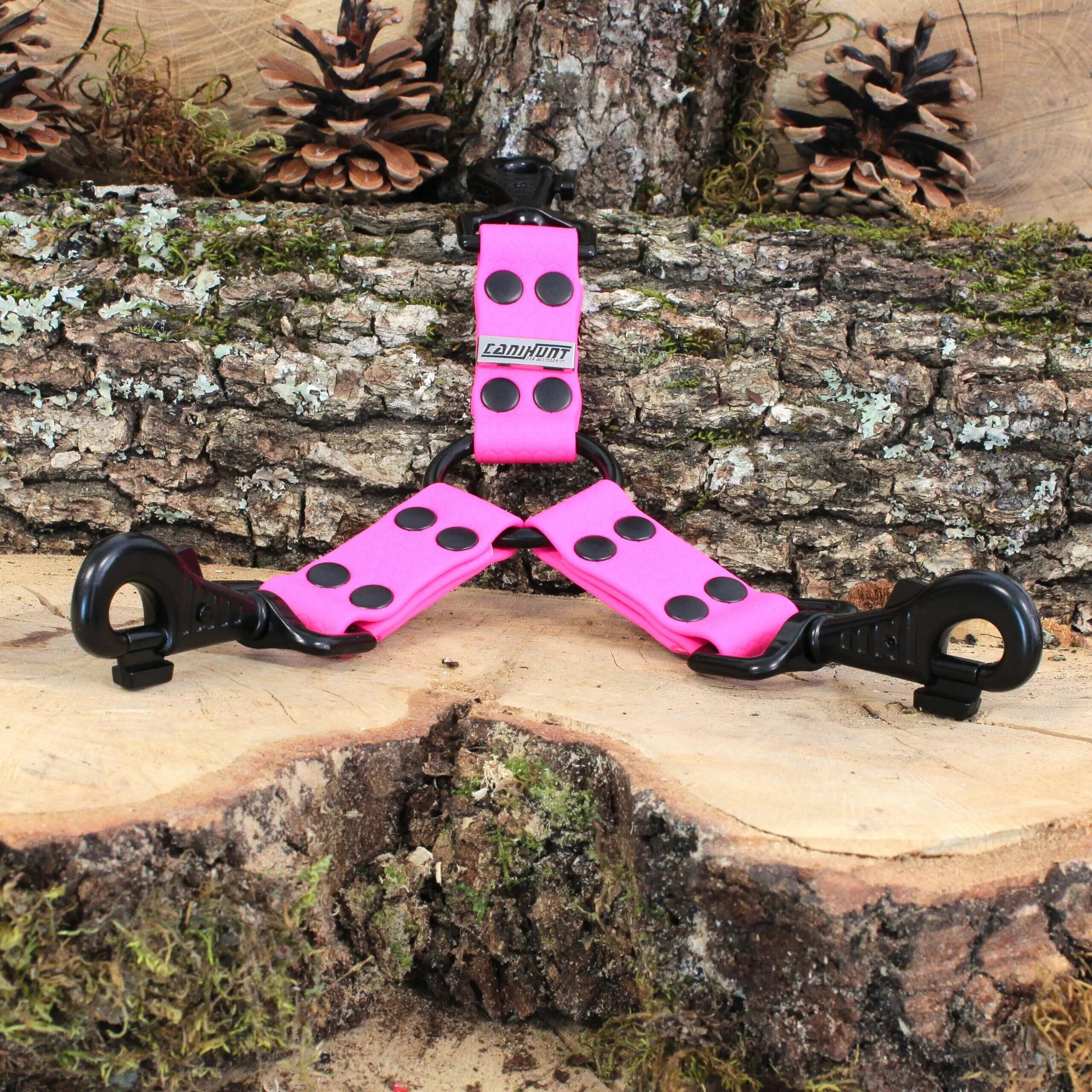 ACCOUPLE CANIHUNT MADE IN FRANCE HEXA 3 CHIENS COURT 15CM largeur 25mm ROSE 3/5