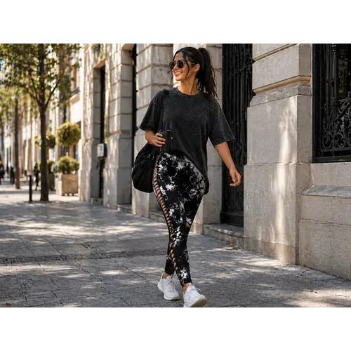 Női márvány push-up magas derekú has és fenék formáló fitnesz leggings 8/11