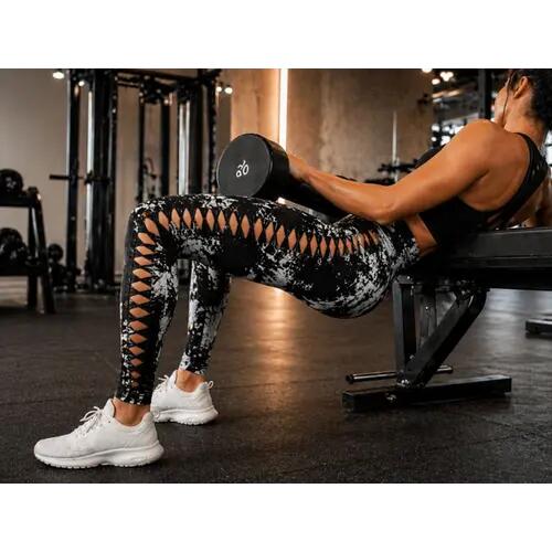 Női márvány push-up magas derekú has és fenék formáló fitnesz leggings 5/11
