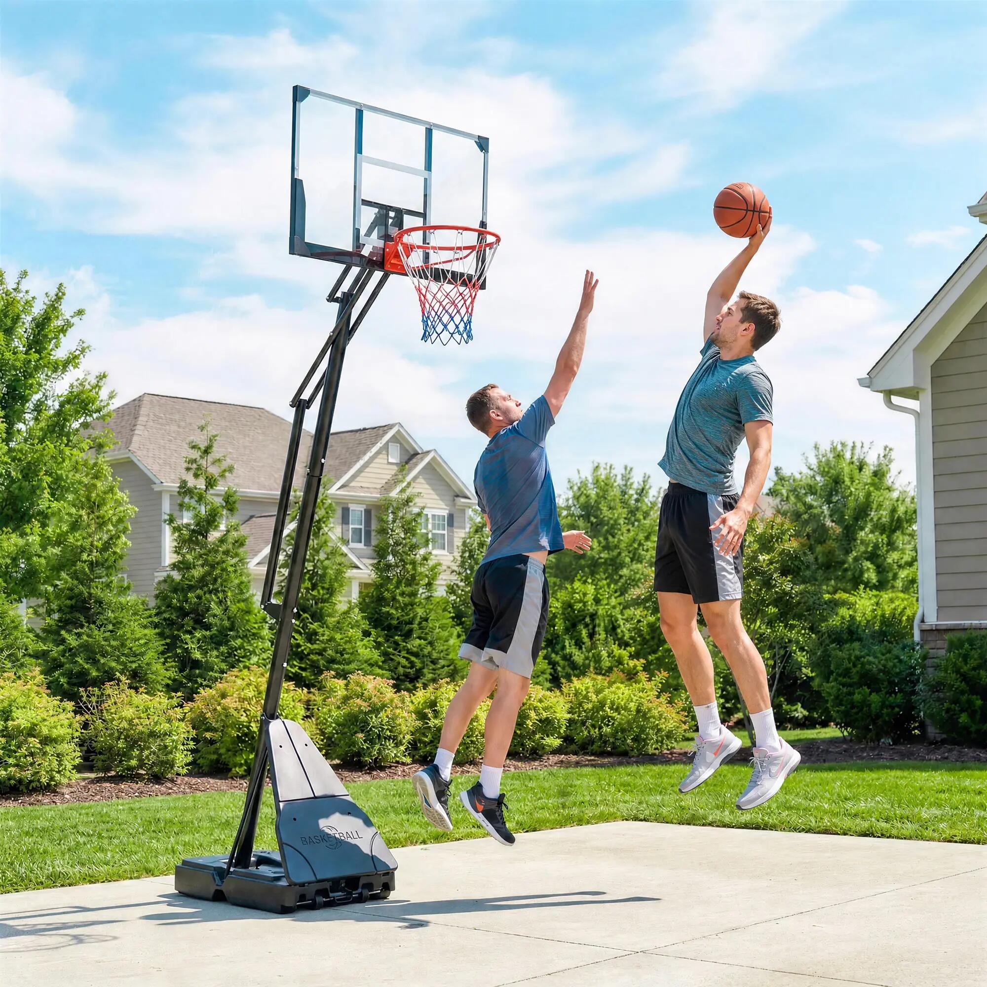 Panier de basket-ball d'extérieur avec base lestable, en acier, PE et PC 3/9