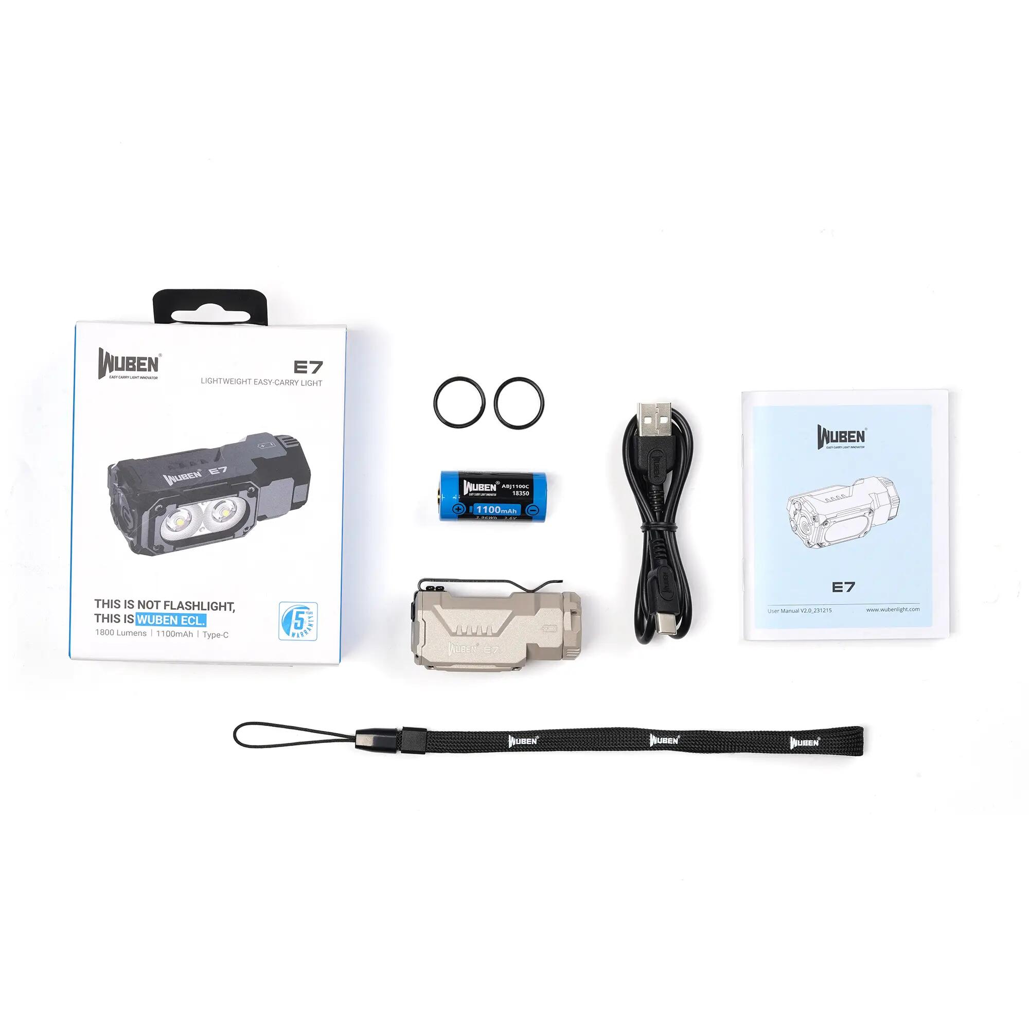 WUBEN E7 Lampe torche LED 1800 lumens, IP68, USB-C 12/12