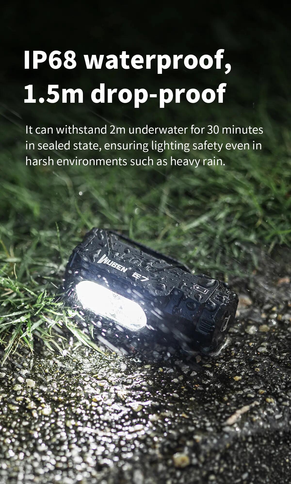 WUBEN E7 Lampe torche LED 1800 lumens, IP68, USB-C 10/12