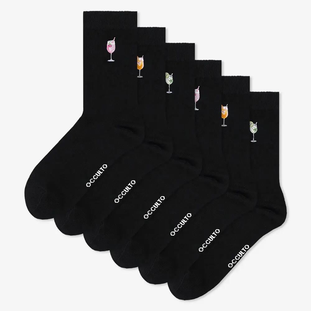 Herren & Damen Schwarze Motiv Socken 6er Pack (Modell: Juno) 3/6