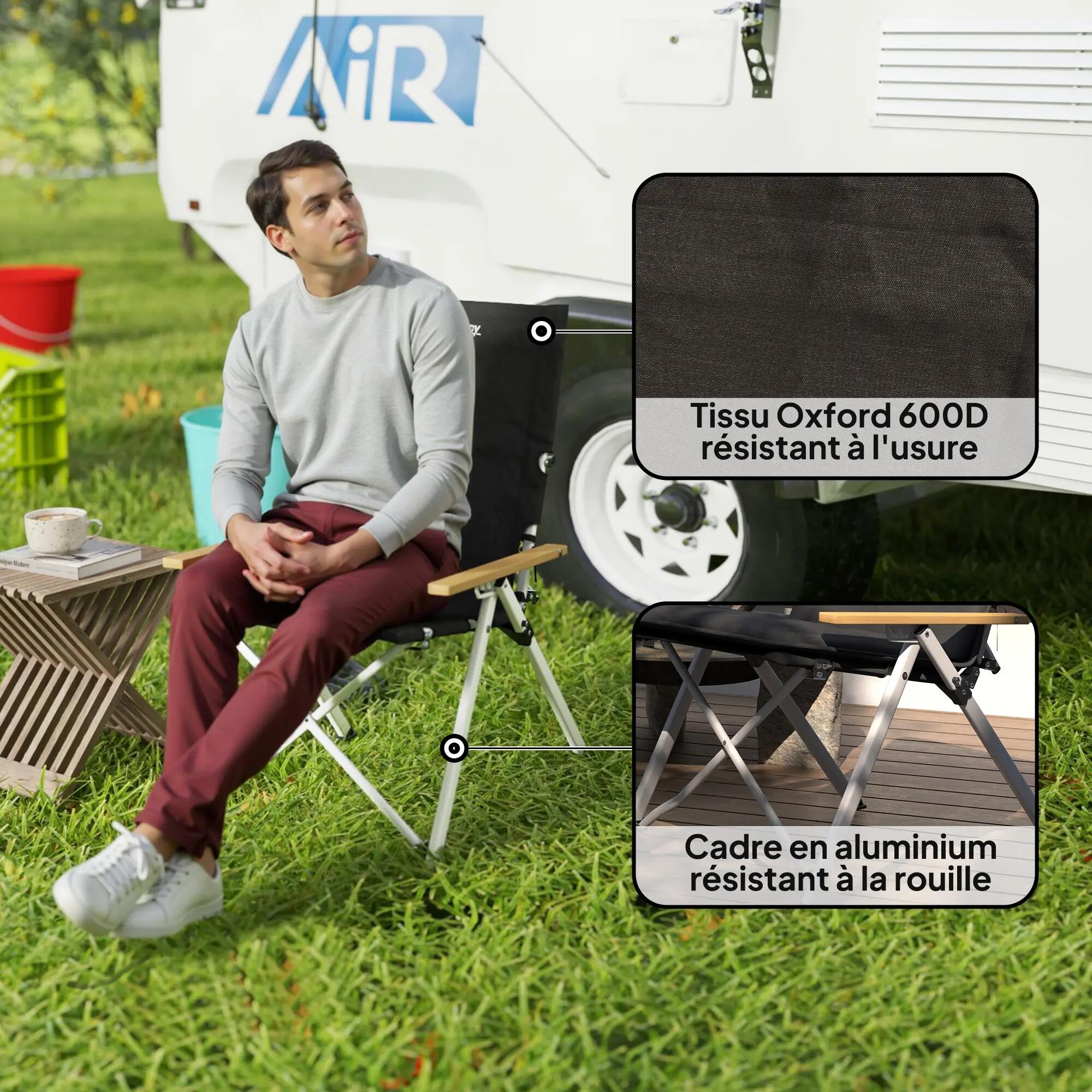 Chaise de camping chaise de pêche pliante, dossier haut, coussin amovible et sac 7/9