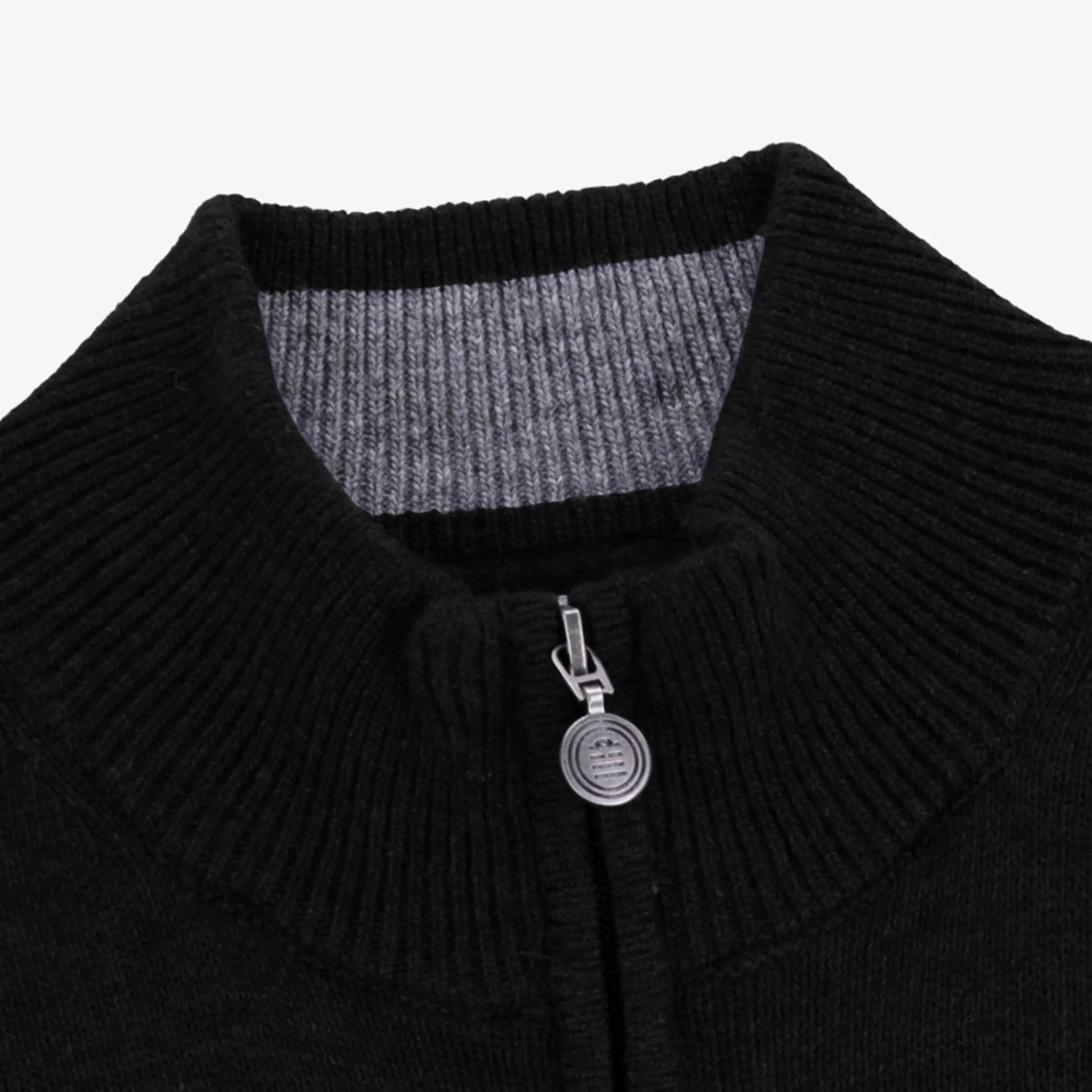 Gilet zippé en laine mélangée col montant noir MIKE 3/3