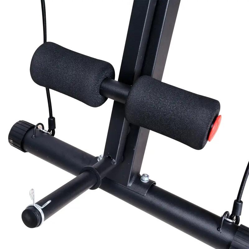Banc de musculation - Fitness - Inclinable, pliable - Noir et rouge 5/5