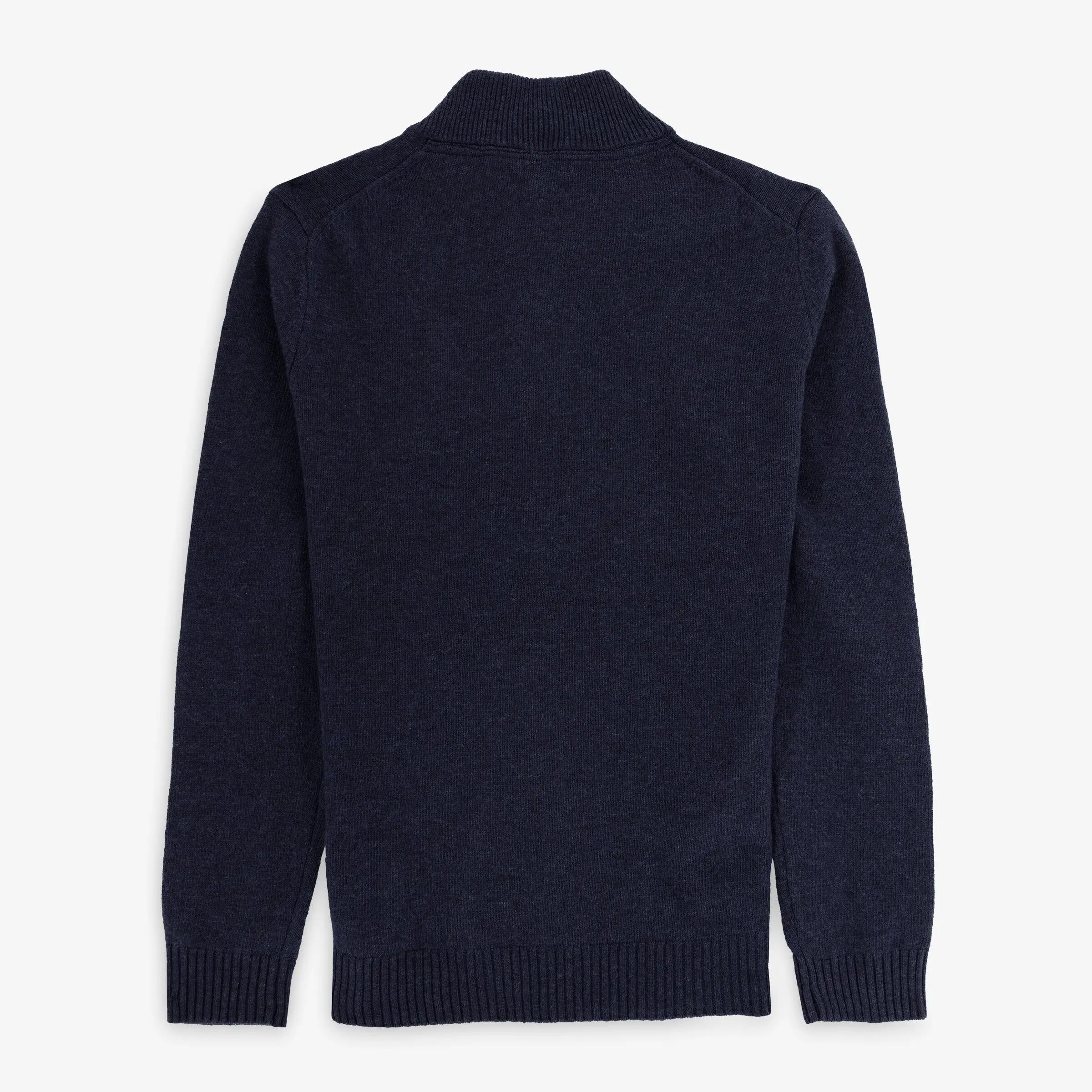 Gilet zippé en laine mélangée col montant bleu marine MIKE 2/3
