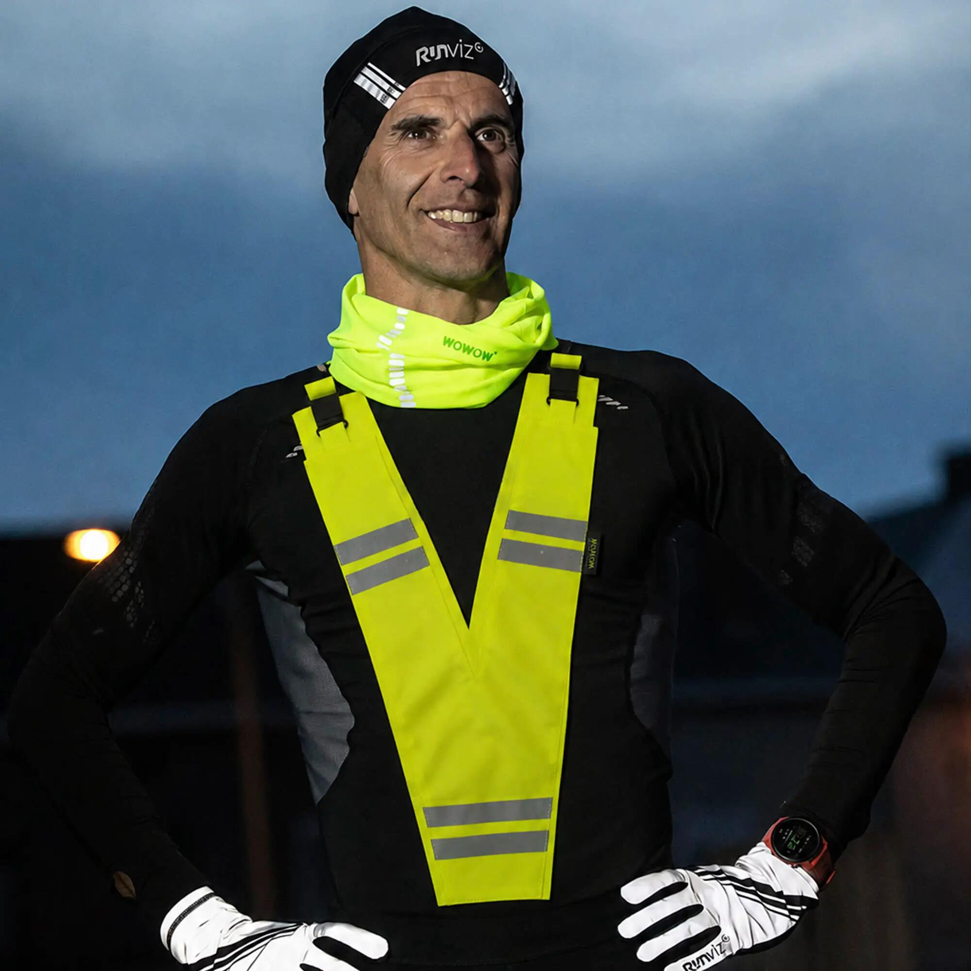 WOWOW - Heren Dames Geel Hi-Vis Reflecterend Hardloop Wandelvest 5/5