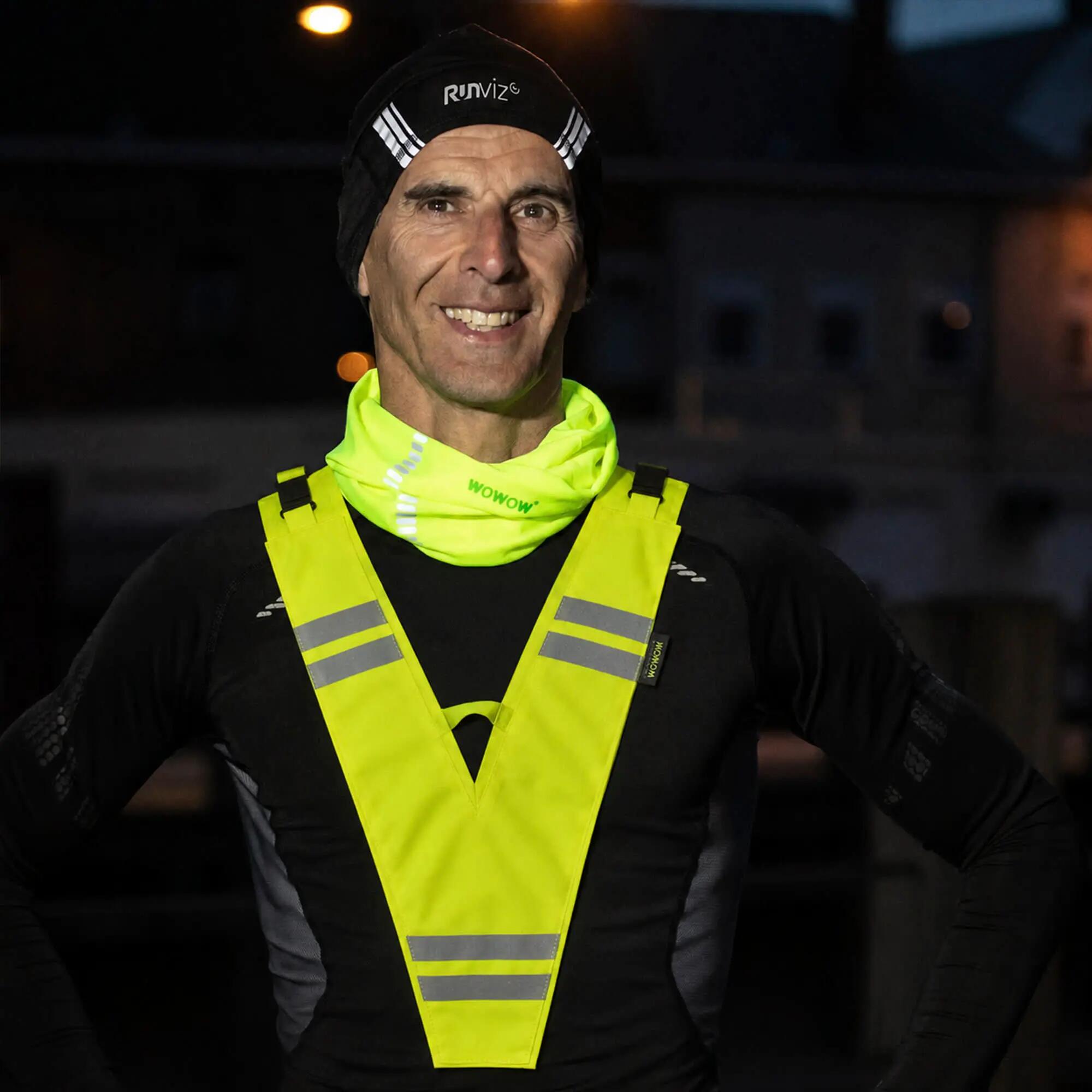 WOWOW - Heren Dames Geel Hi-Vis Reflecterend Hardloop Wandelvest 4/5