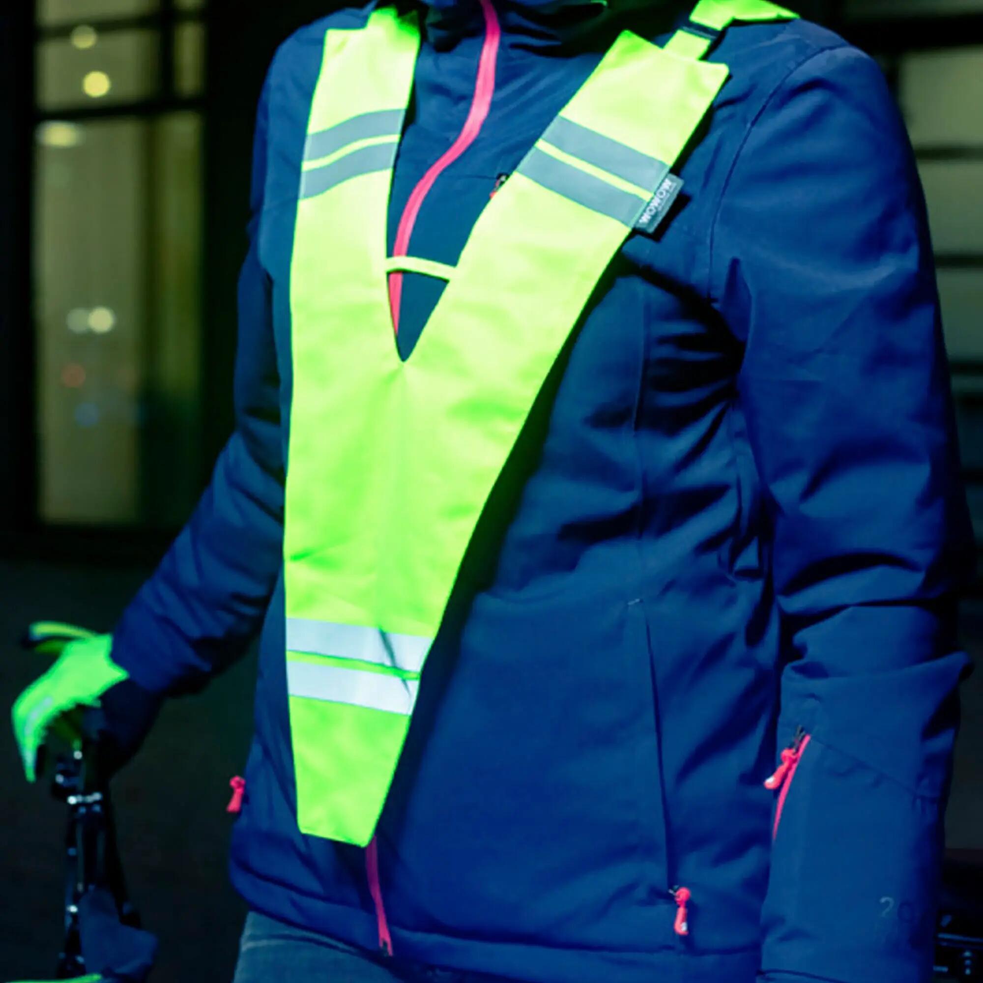 WOWOW - Heren Dames Geel Hi-Vis Reflecterend Hardloop Wandelvest 3/5