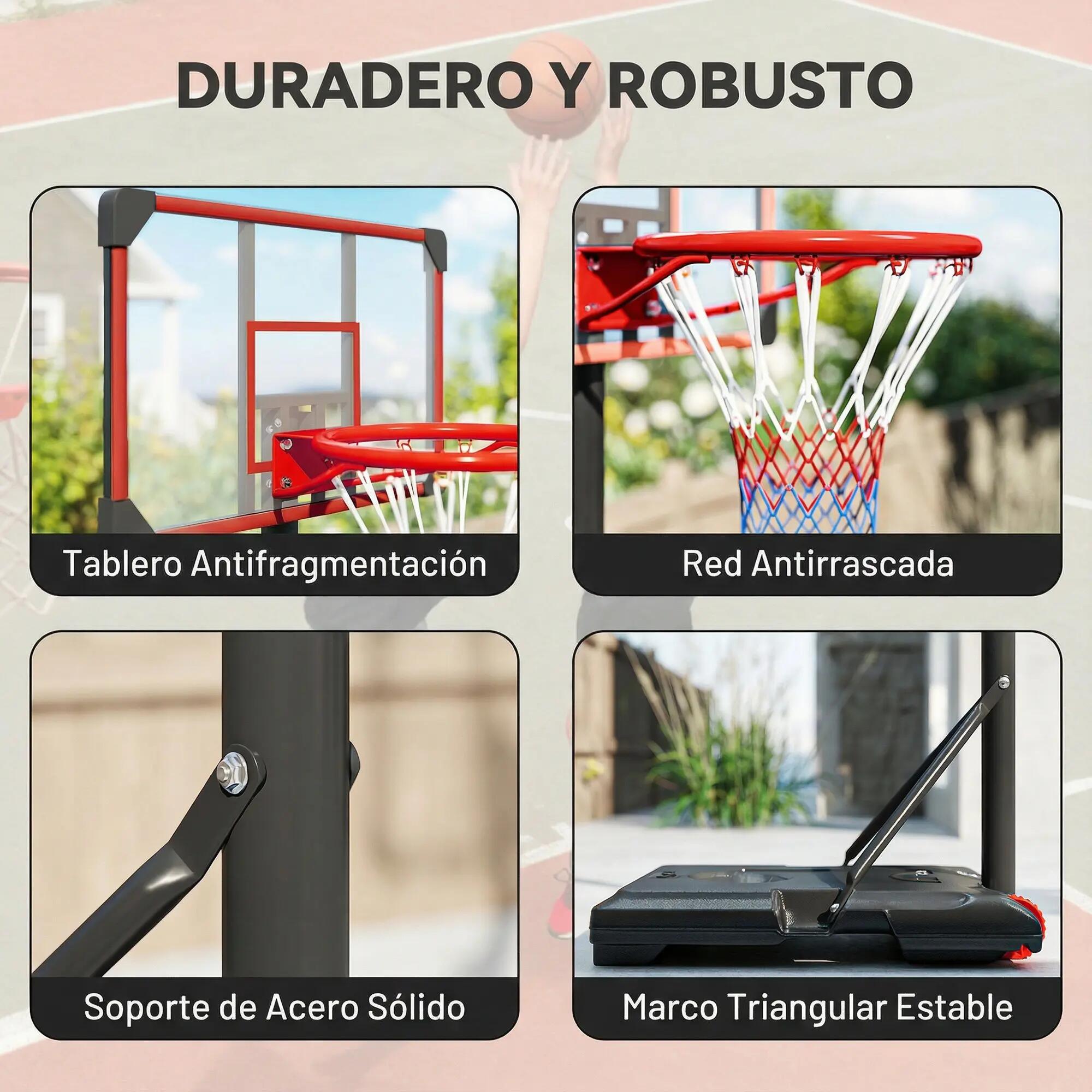 Panier de basket-ball à hauteur réglable (178-208 cm), avec roulettes et base 9/9