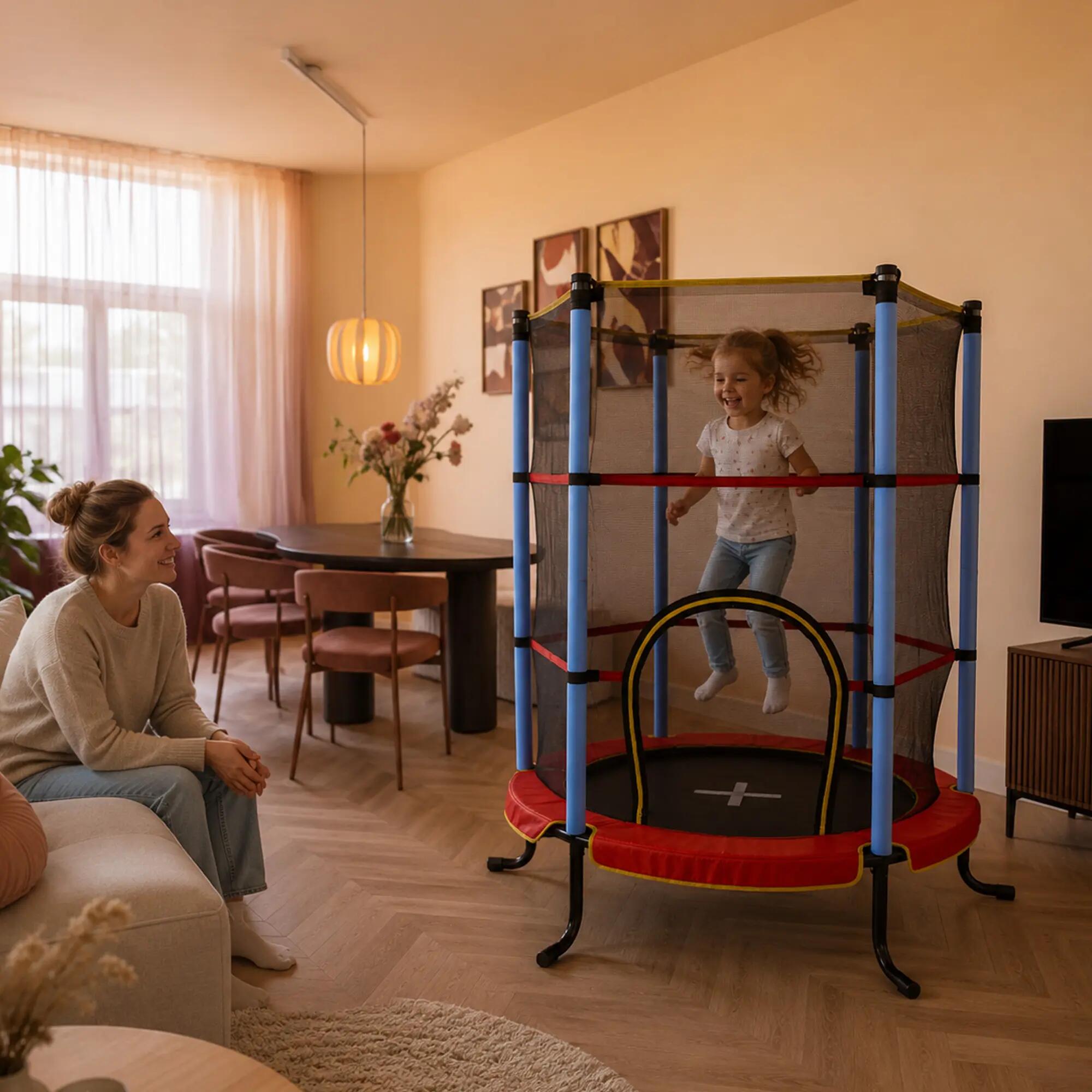 Trampolim Infantil Interior 140 cm - Com Rede de Segurança - Vermelho 6/9