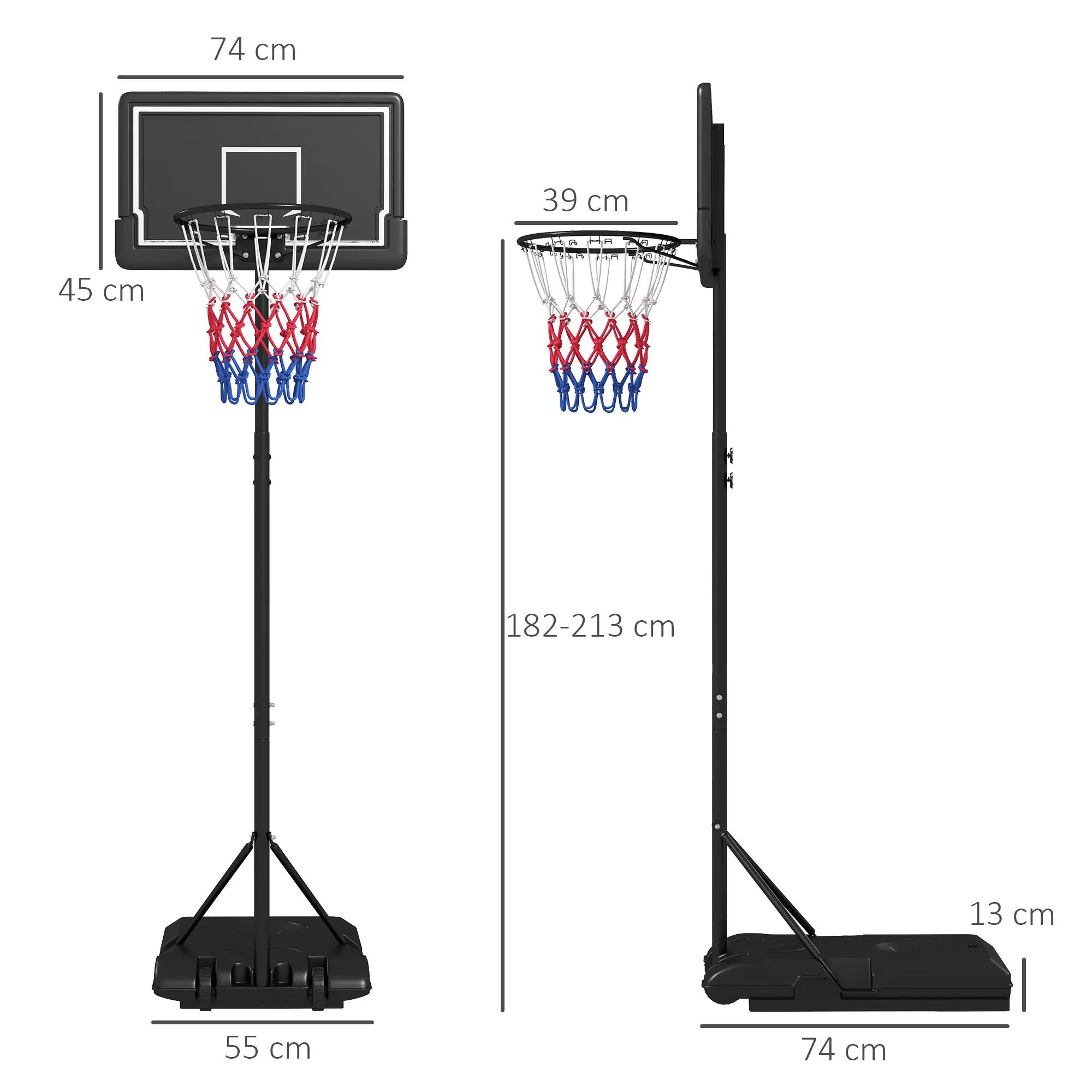 Panier de basket extérieur hauteur ajustables 182-213/220-250 cm panier de 5/9