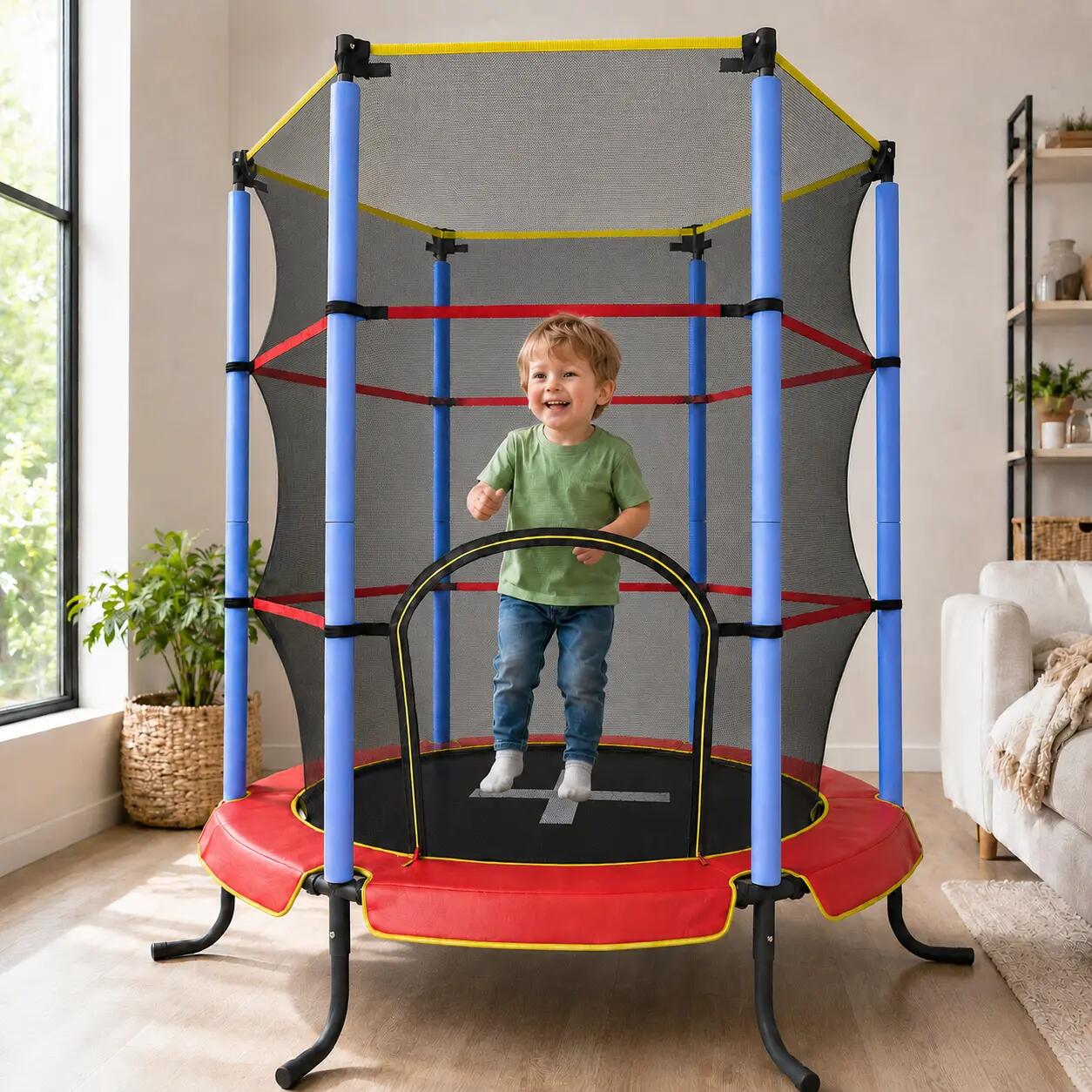 Trampolim Infantil Interior 140 cm - Com Rede de Segurança - Vermelho 4/9
