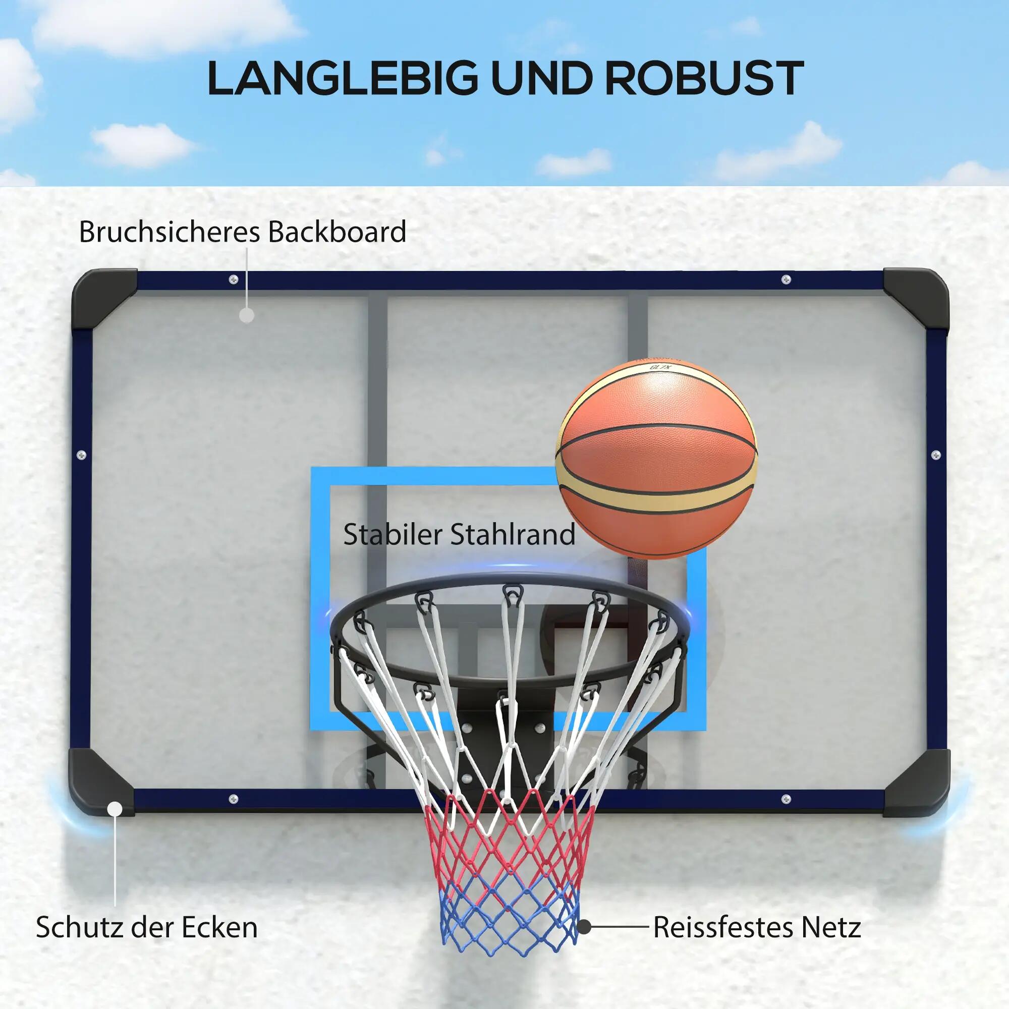 Panier de basket-ball mural universel, filet indéchirable, cadre en acier 6/9