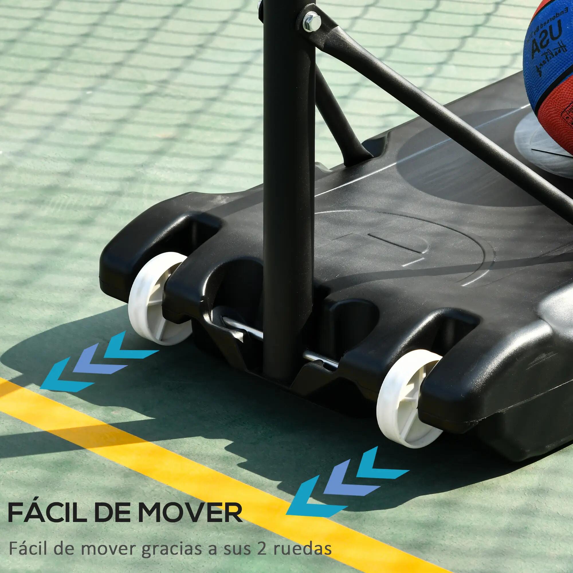 Panier de basket-ball à hauteur réglable (206-260 cm) avec roulettes et base 8/9