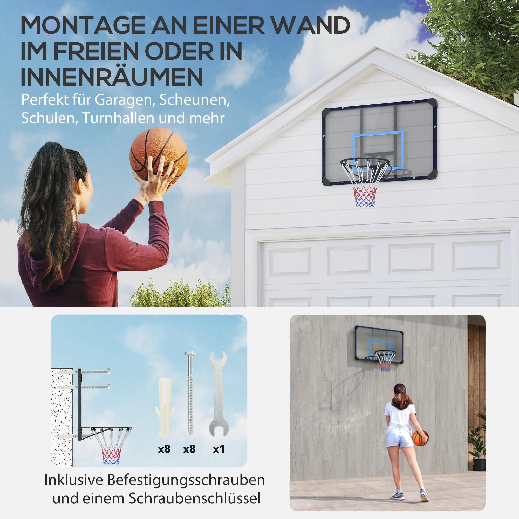 Panier de basket-ball mural universel, filet indéchirable, cadre en acier 5/9