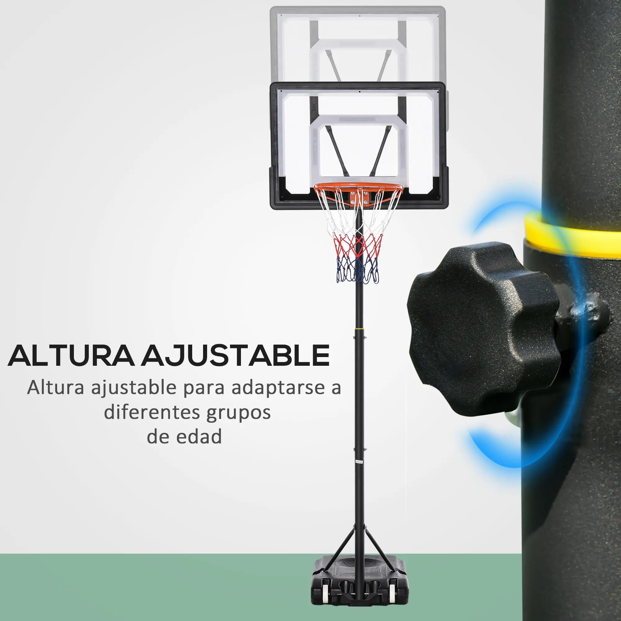 Panier de basket-ball à hauteur réglable (206-260 cm) avec roulettes et base 6/9