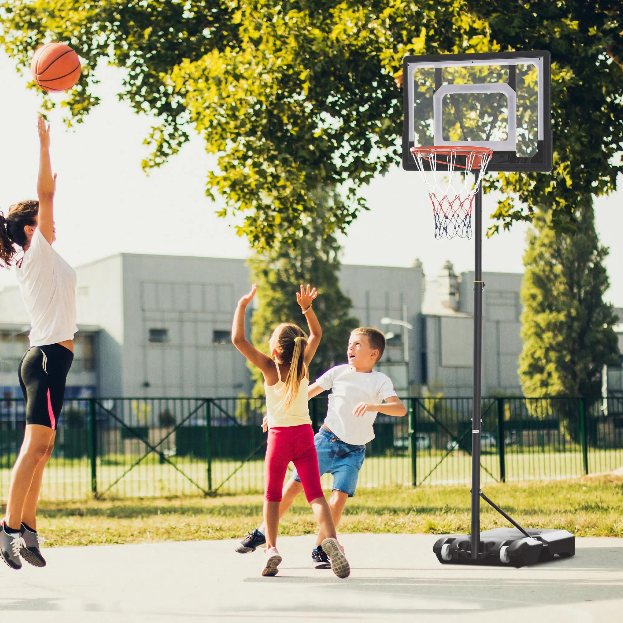 Panier de basket-ball à hauteur réglable (206-260 cm) avec roulettes et base 4/9