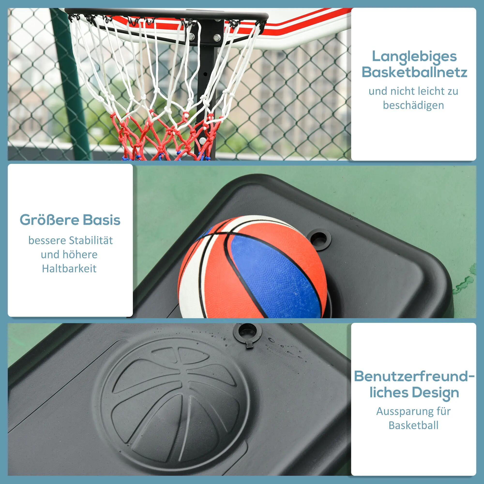 Panier de basket-ball d'extérieur à roulettes, hauteur réglable de 155 à 210 cm, 9/9