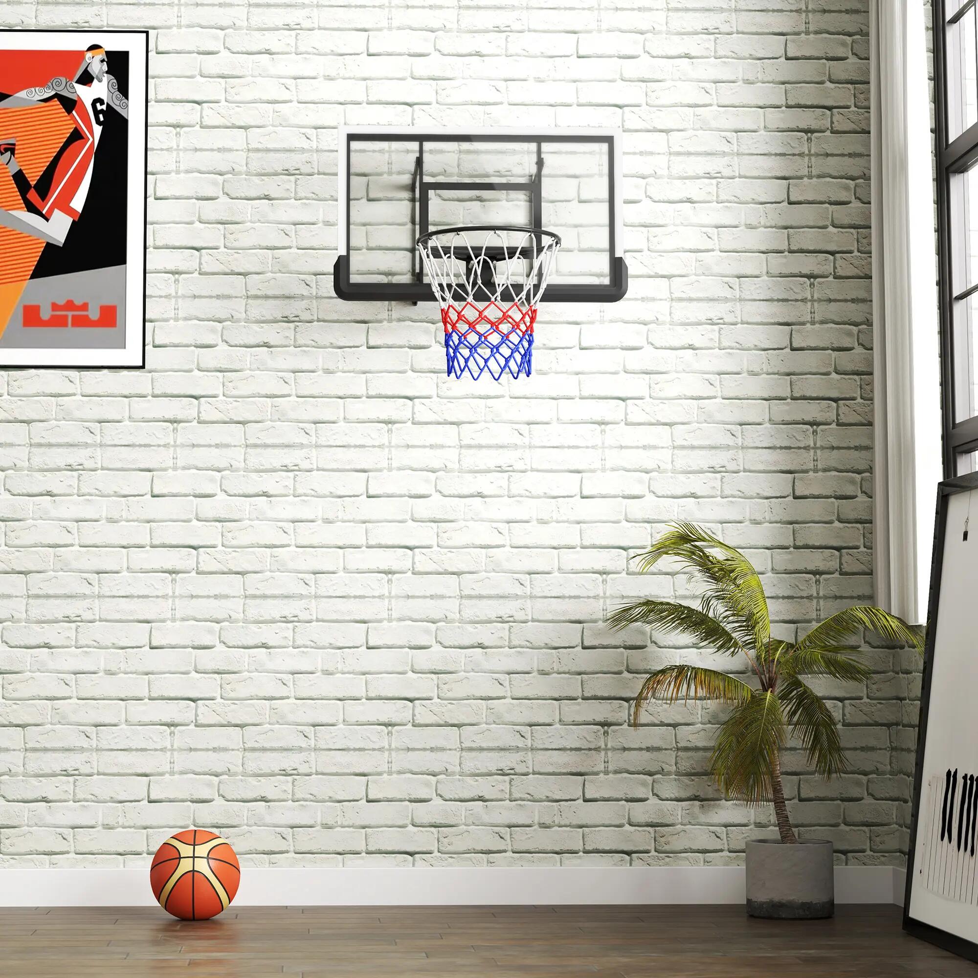 Panier de basket mural, anneau à ressort, panneau incassable, noir 9/9