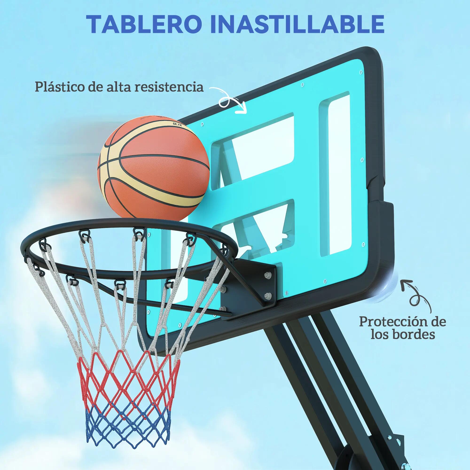 Panier de basket réglable 146-236 cm avec roulettes et base lestable à l'eau 9/9