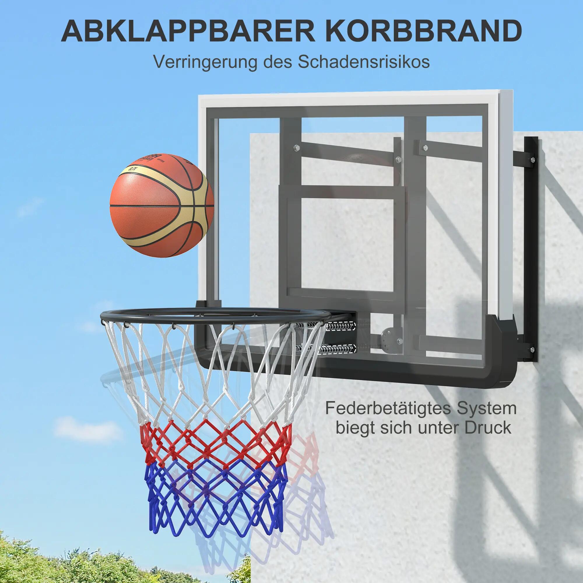 Panier de basket mural, anneau à ressort, panneau incassable, noir 7/9