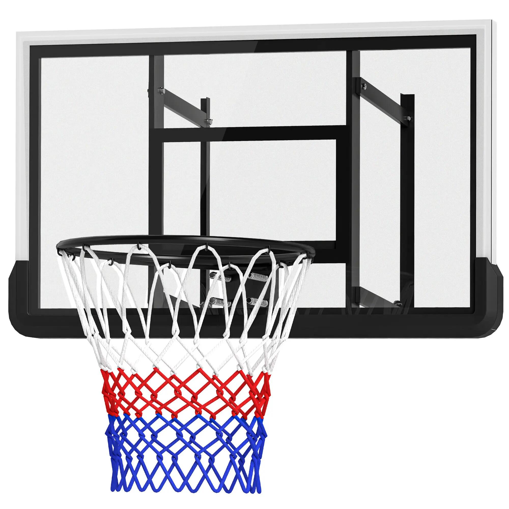 Panier de basket mural, anneau à ressort, panneau incassable, noir 2/9