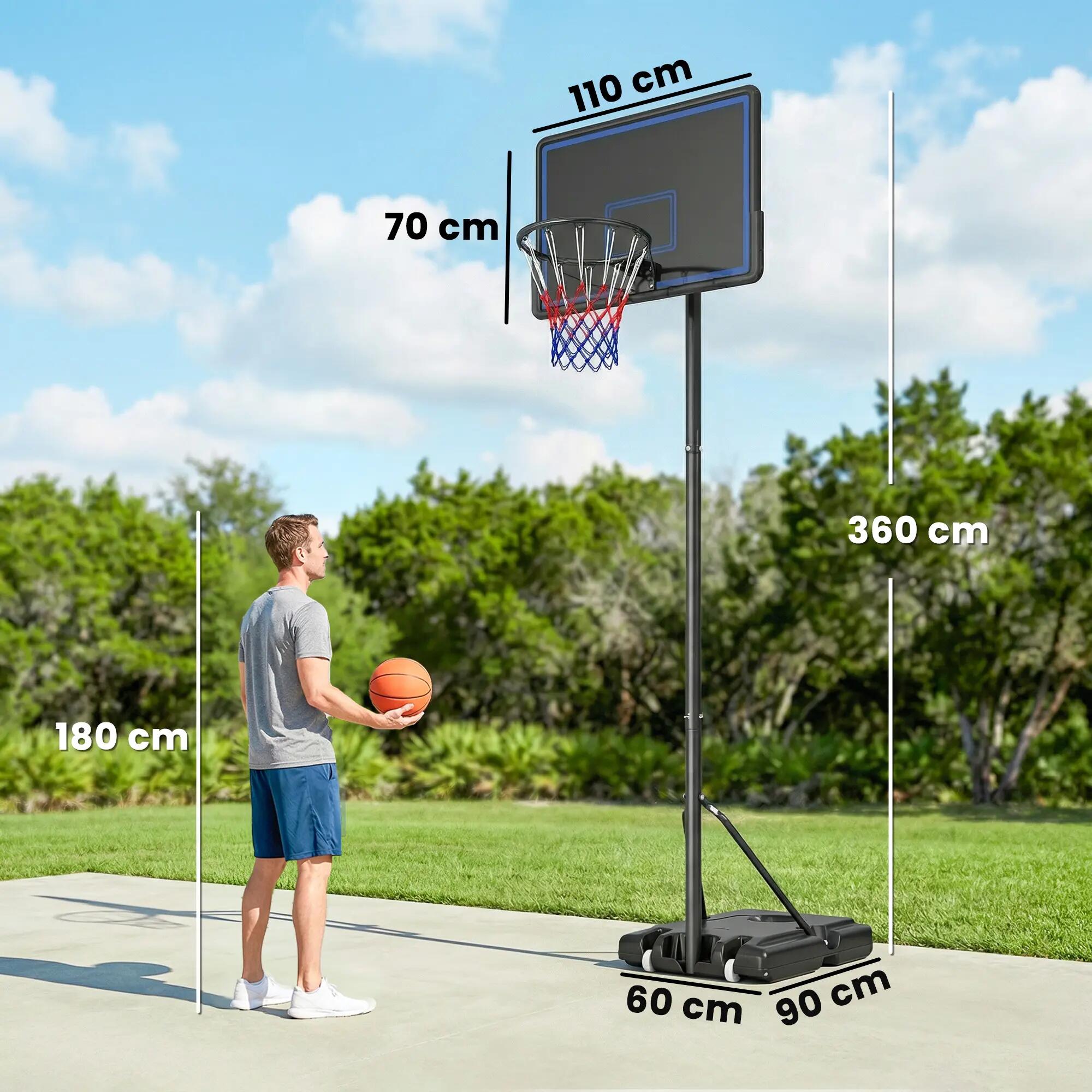 Panier de Basketball sur Pieds avec Hauteur Réglable de 1,35 à 3,05 m avec Roues 5/9