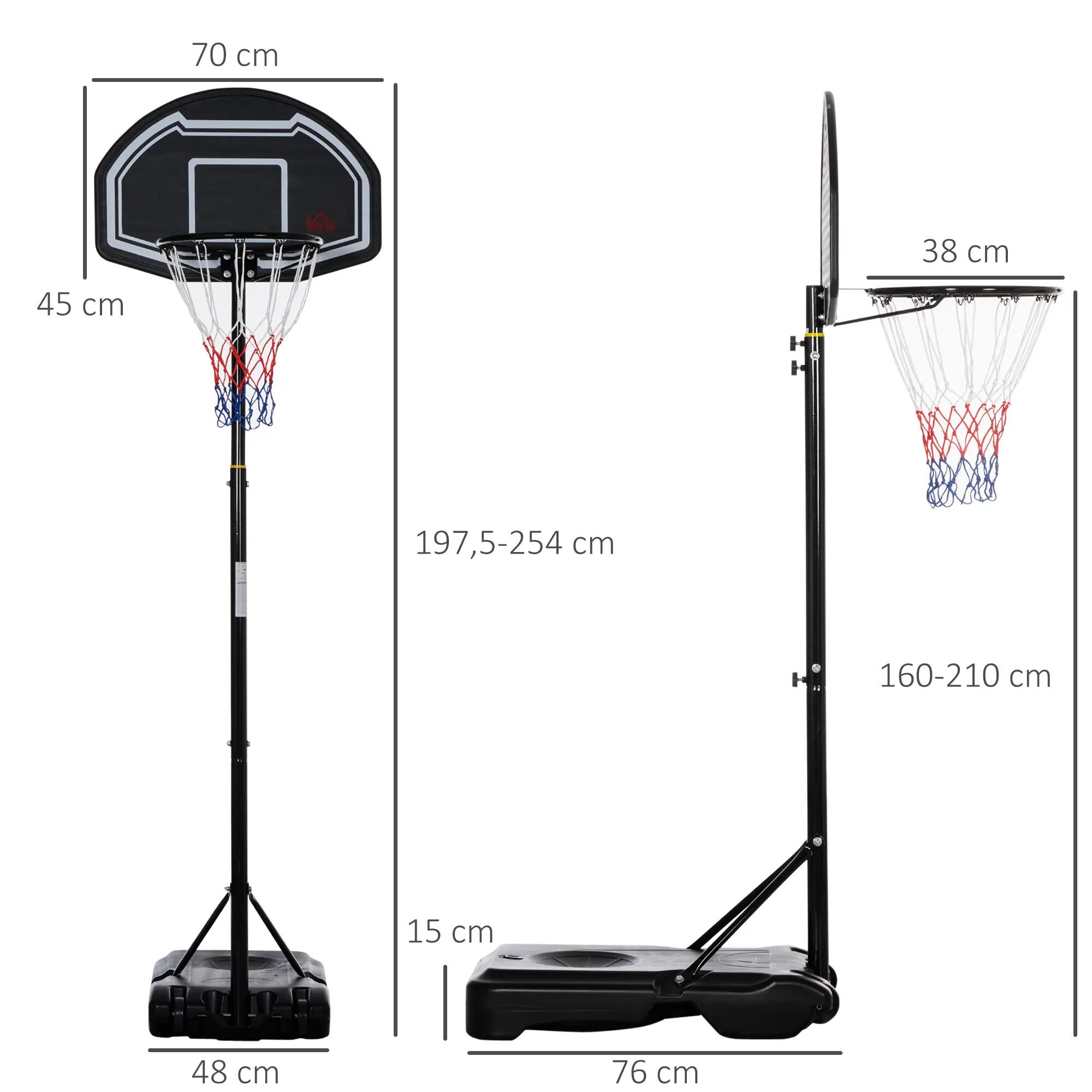 Panier de basket d'extérieur pour adolescents, support réglable en hauteur de 5/9