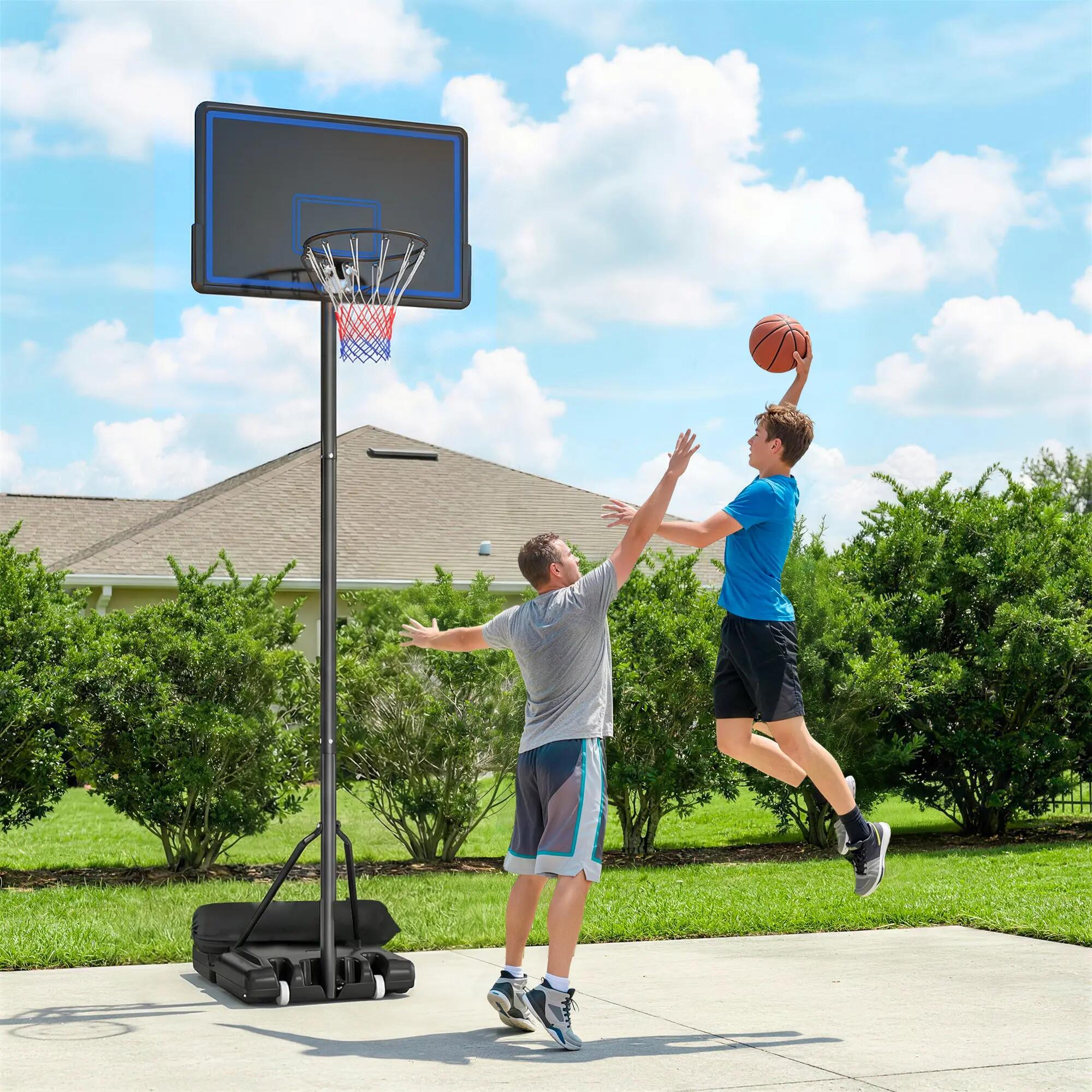 Panier de Basketball sur Pieds avec Hauteur Réglable de 1,35 à 3,05 m avec Roues 3/9