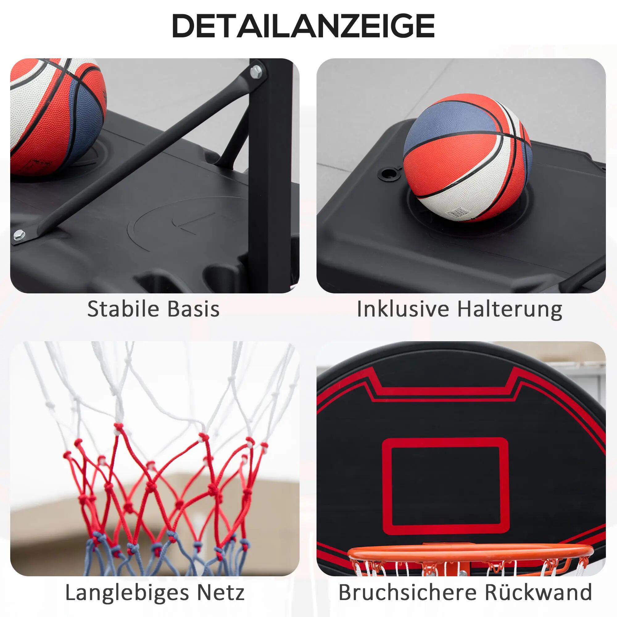 Panier de basket-ball, hauteur réglable, base lestable, très stable, noir 9/9